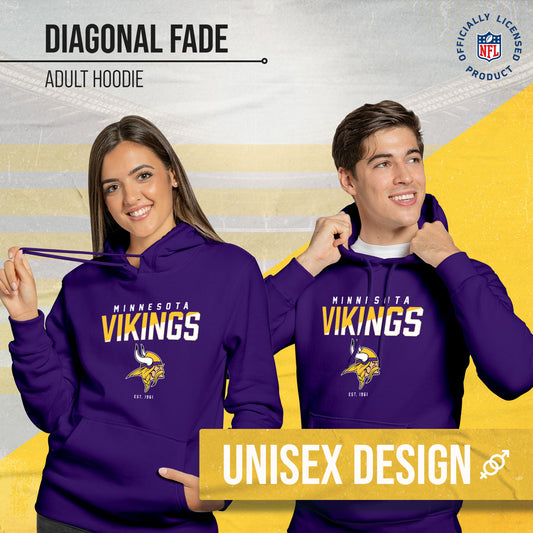 Minnesota Vikings Adult NFL Diagonal Fade Fleece Hooded Sweatshirt - Purple
