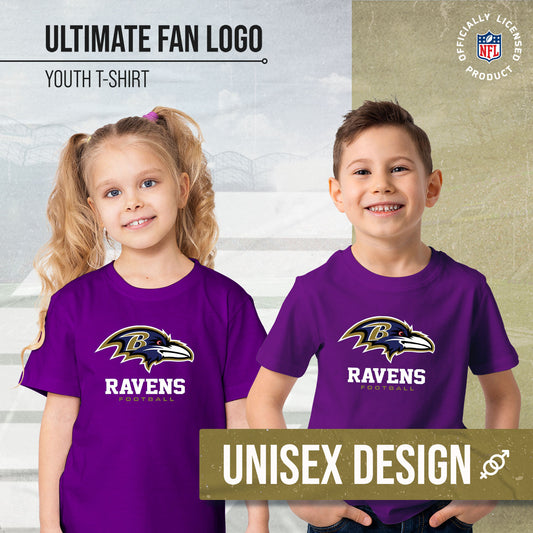 Baltimore Ravens Youth NFL Ultimate Fan Logo Short Sleeve T-Shirt - Purple