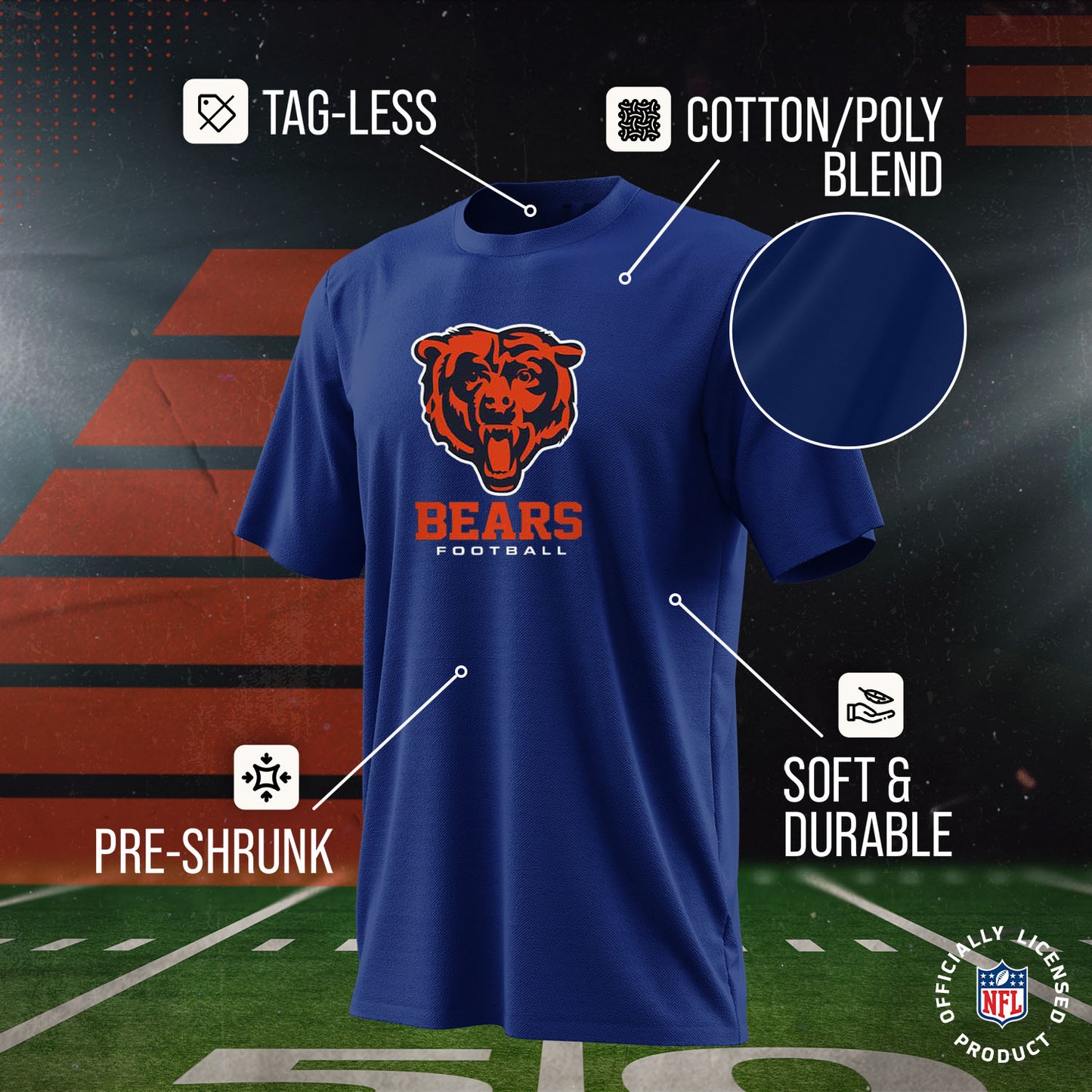 Chicago Bears Youth NFL Ultimate Fan Logo Short Sleeve T-Shirt - Navy