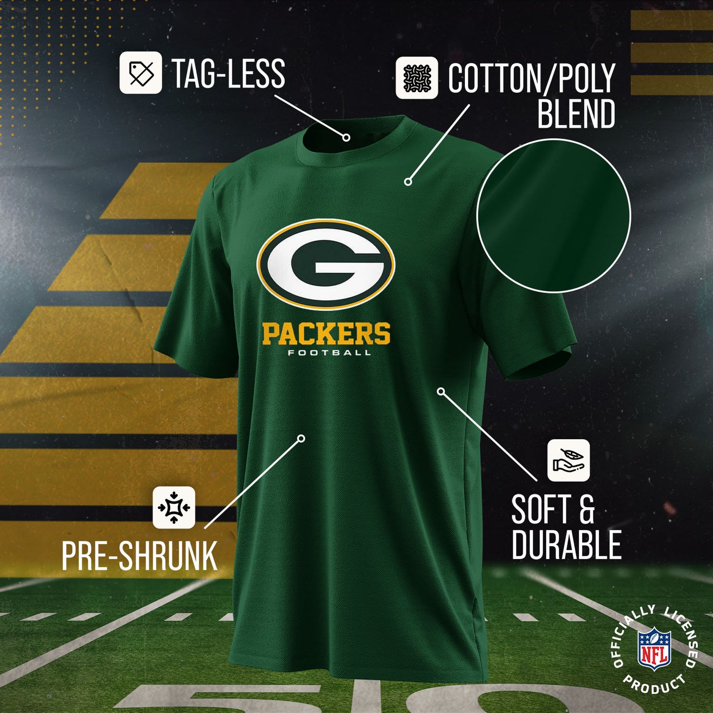 Green Bay Packers Youth NFL Ultimate Fan Logo Short Sleeve T-Shirt - Green