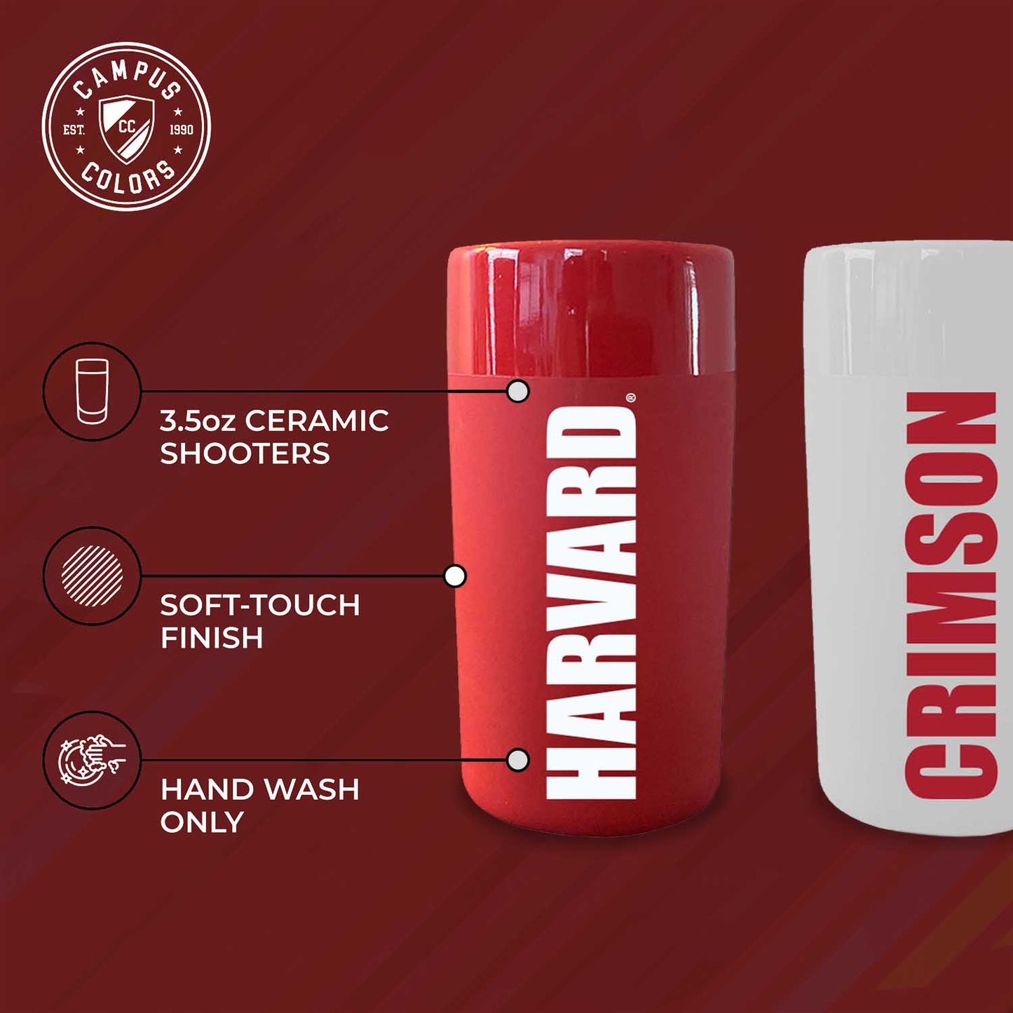 Harvard Crimson College and University 2-Pack Shot Glasses - Team Color