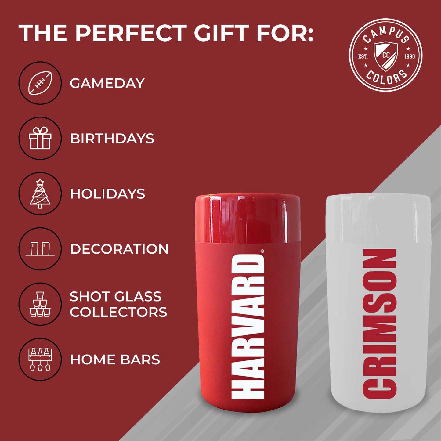 Harvard Crimson College and University 2-Pack Shot Glasses - Team Color