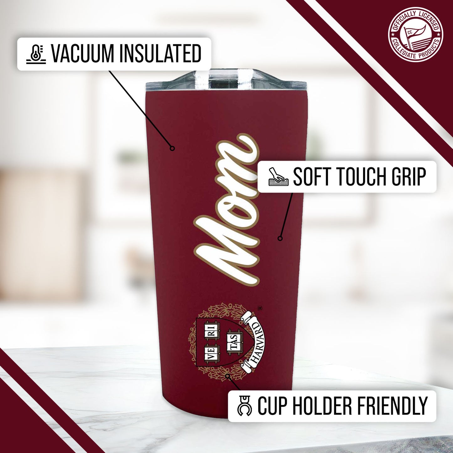 Harvard Crimson NCAA Stainless Steel Travel Tumbler for Mom - Crimson