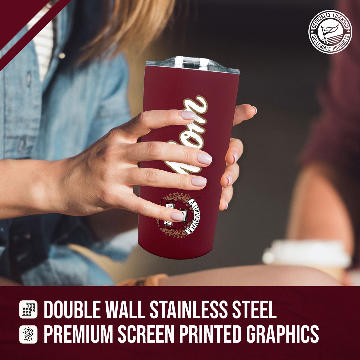 Harvard Crimson NCAA Stainless Steel Travel Tumbler for Mom - Crimson