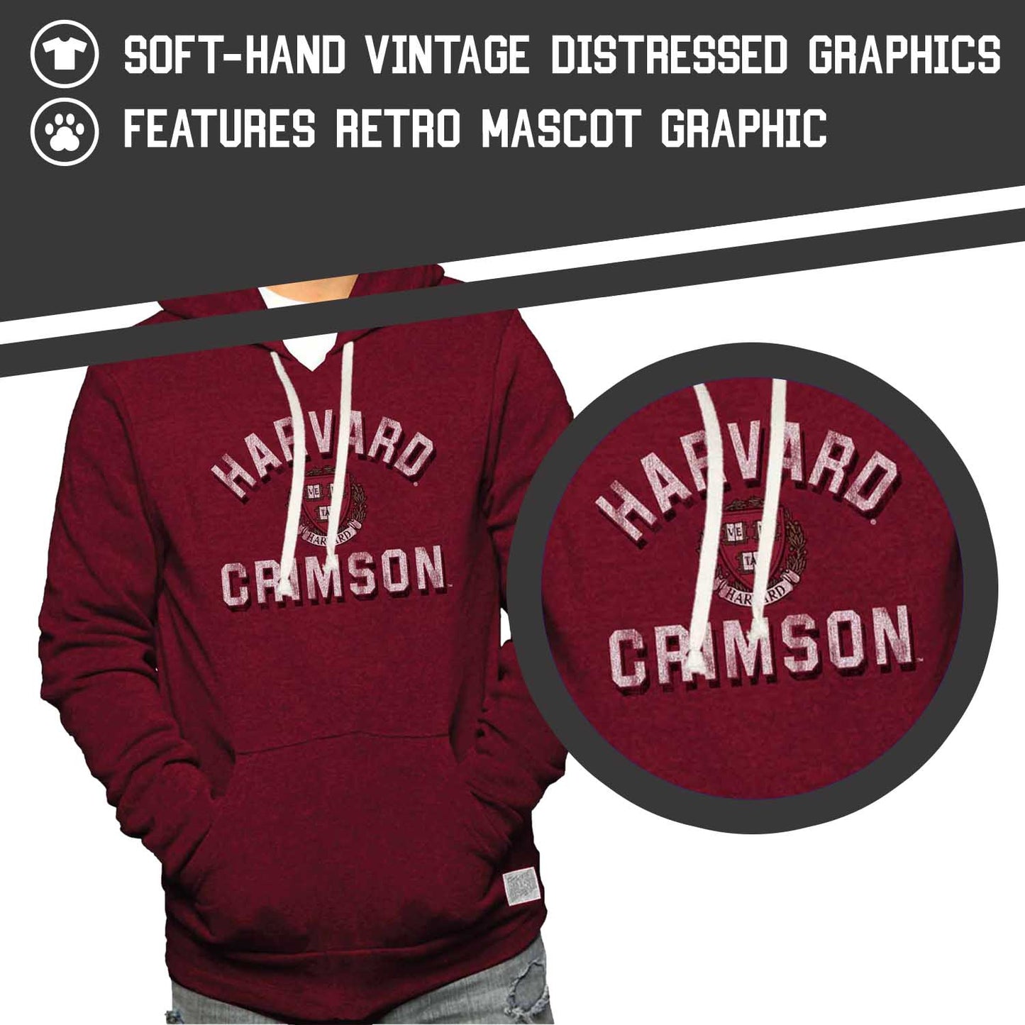 Harvard Crimson Adult University Hoodie - Crimson
