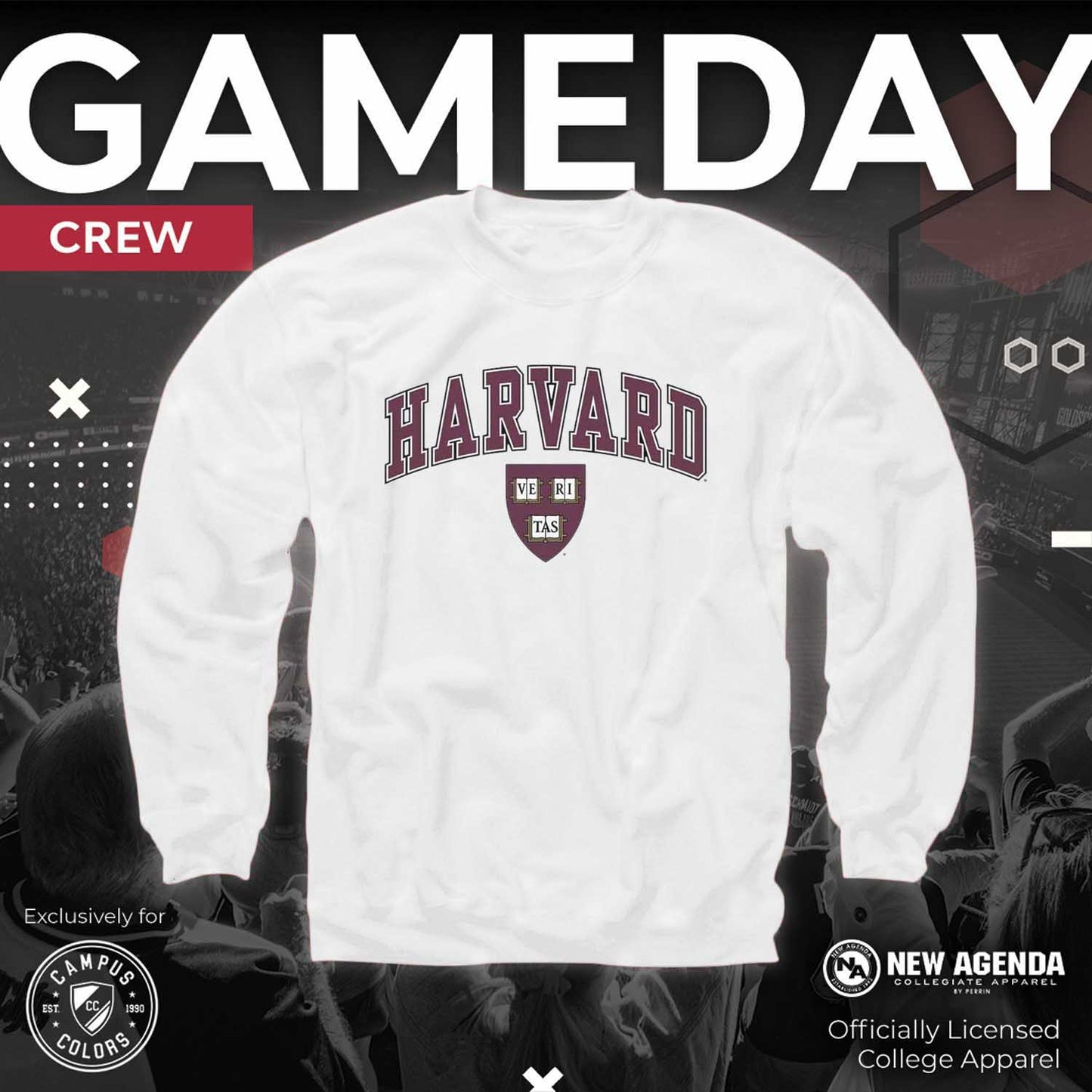 Harvard Crimson Adult Arch & Logo Soft Style Gameday Crewneck Sweatshirt - White