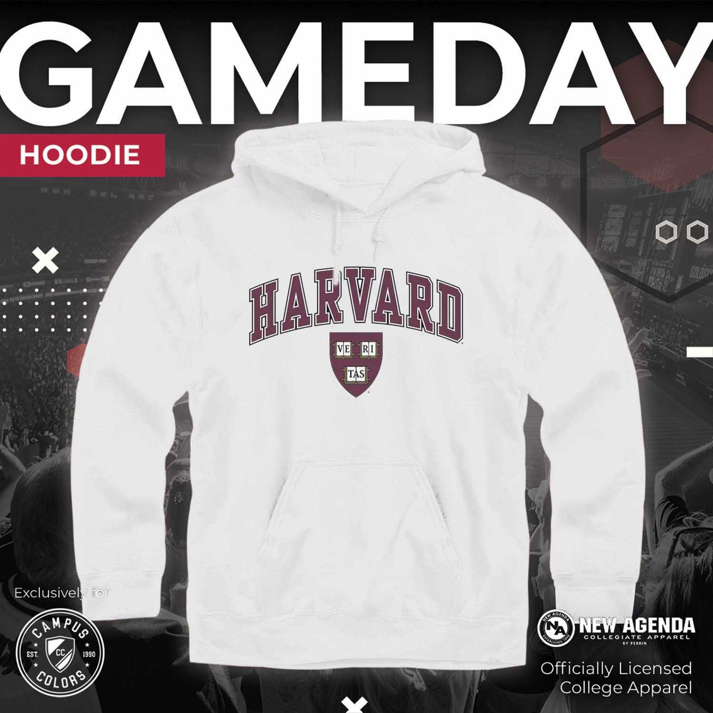 Harvard Crimson Adult Arch & Logo Soft Style Gameday Hooded Sweatshirt - White