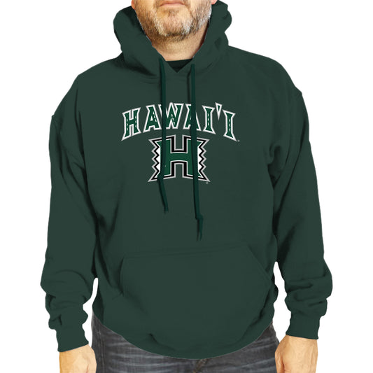 Hawaii Rainbow Warriors Adult Arch & Logo Soft Style Gameday Hooded Sweatshirt - Green