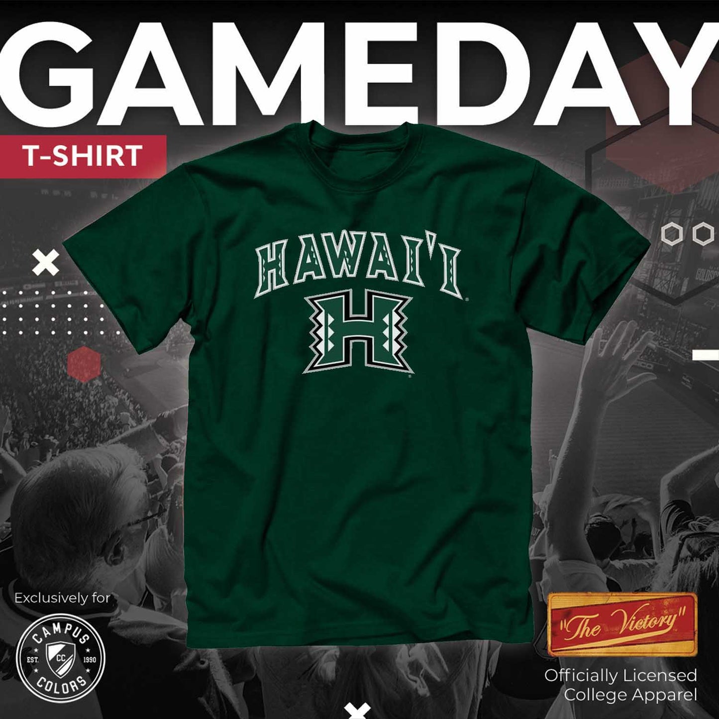 Hawaii Rainbow Warriors NCAA Adult Gameday Cotton T-Shirt - Green