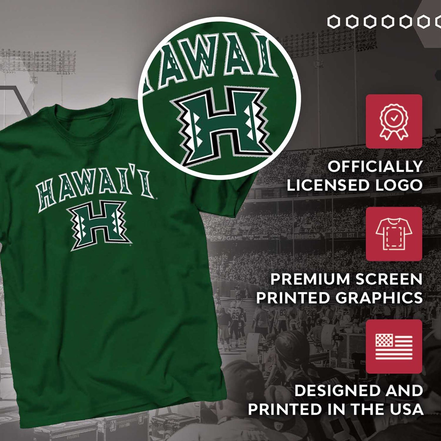Hawaii Rainbow Warriors NCAA Adult Gameday Cotton T-Shirt - Green