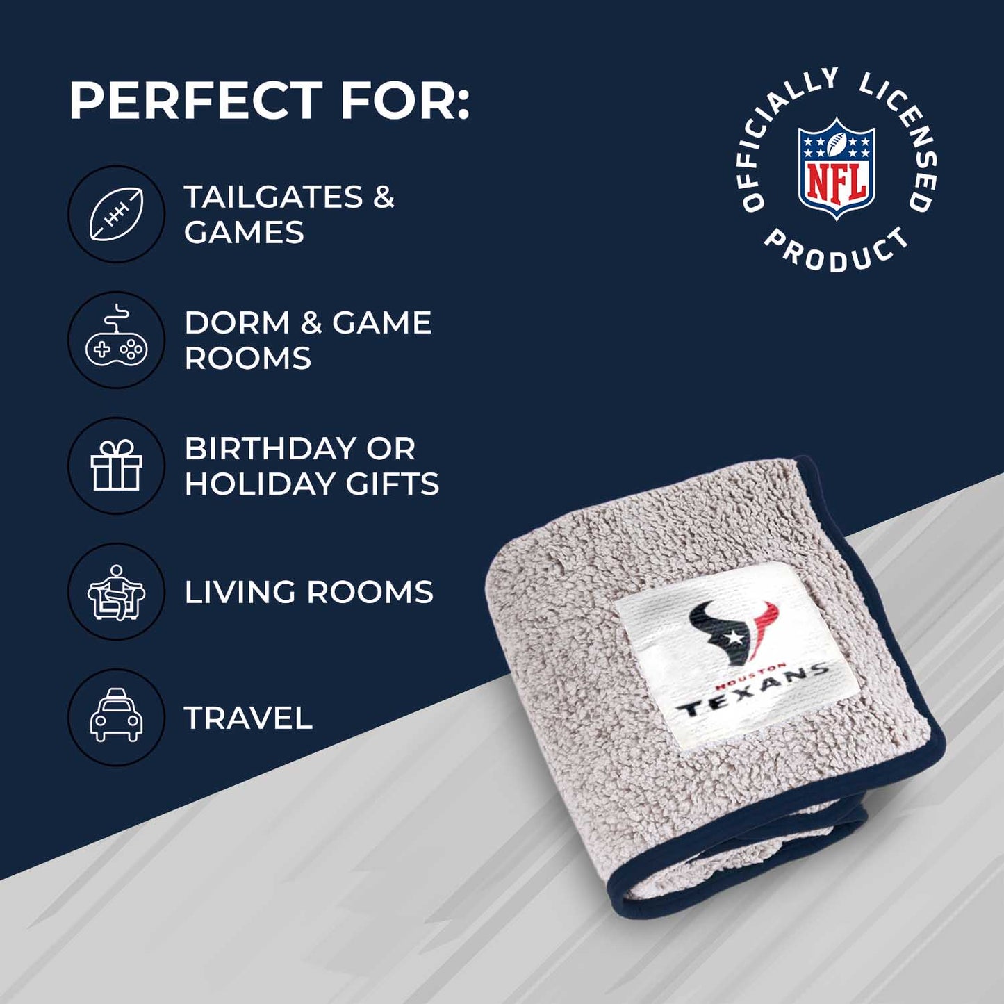Houston Texans NFL Silk Touch Sherpa Throw Blanket - Navy