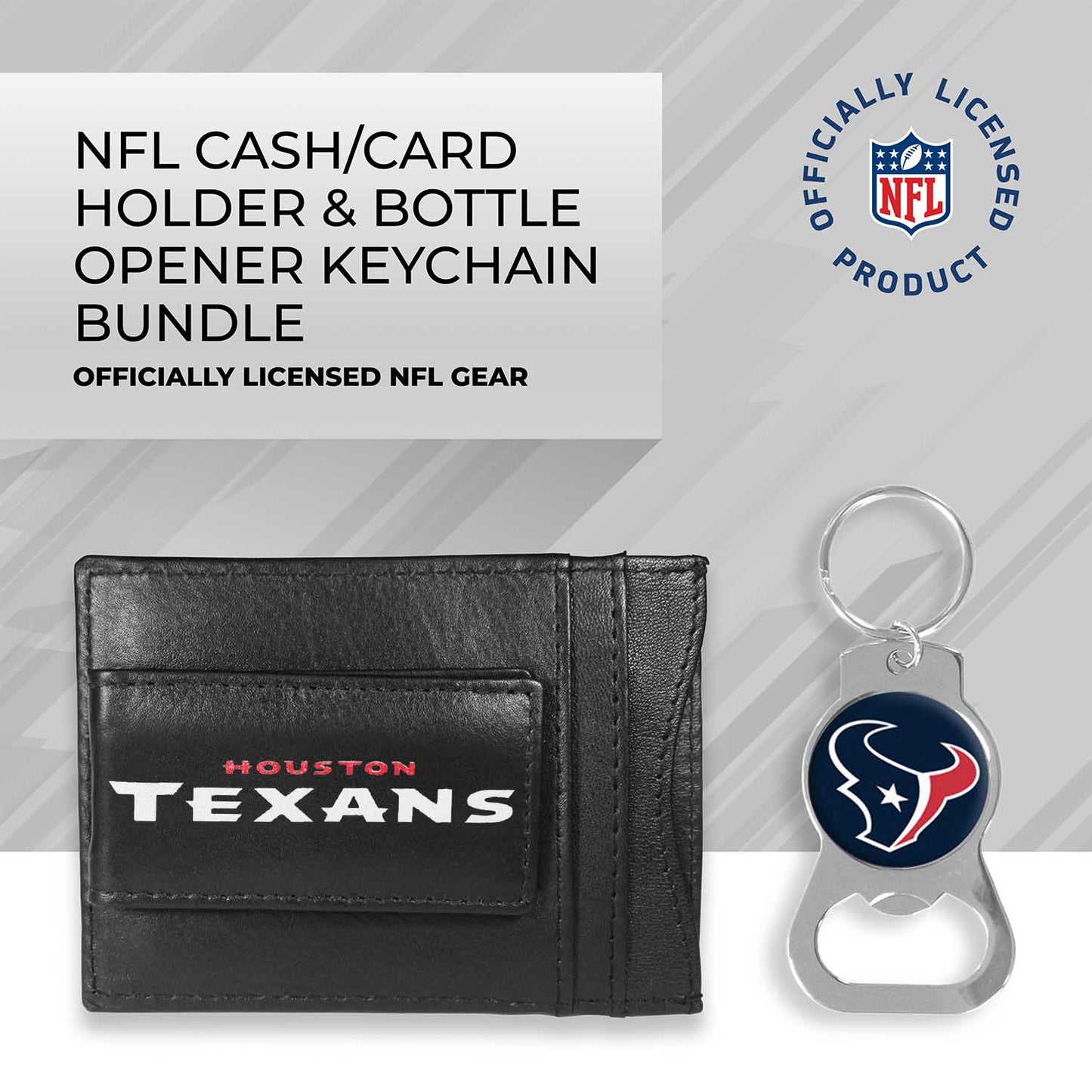 Houston Texans NFL Bottle Opener Keychain Bundle - Black