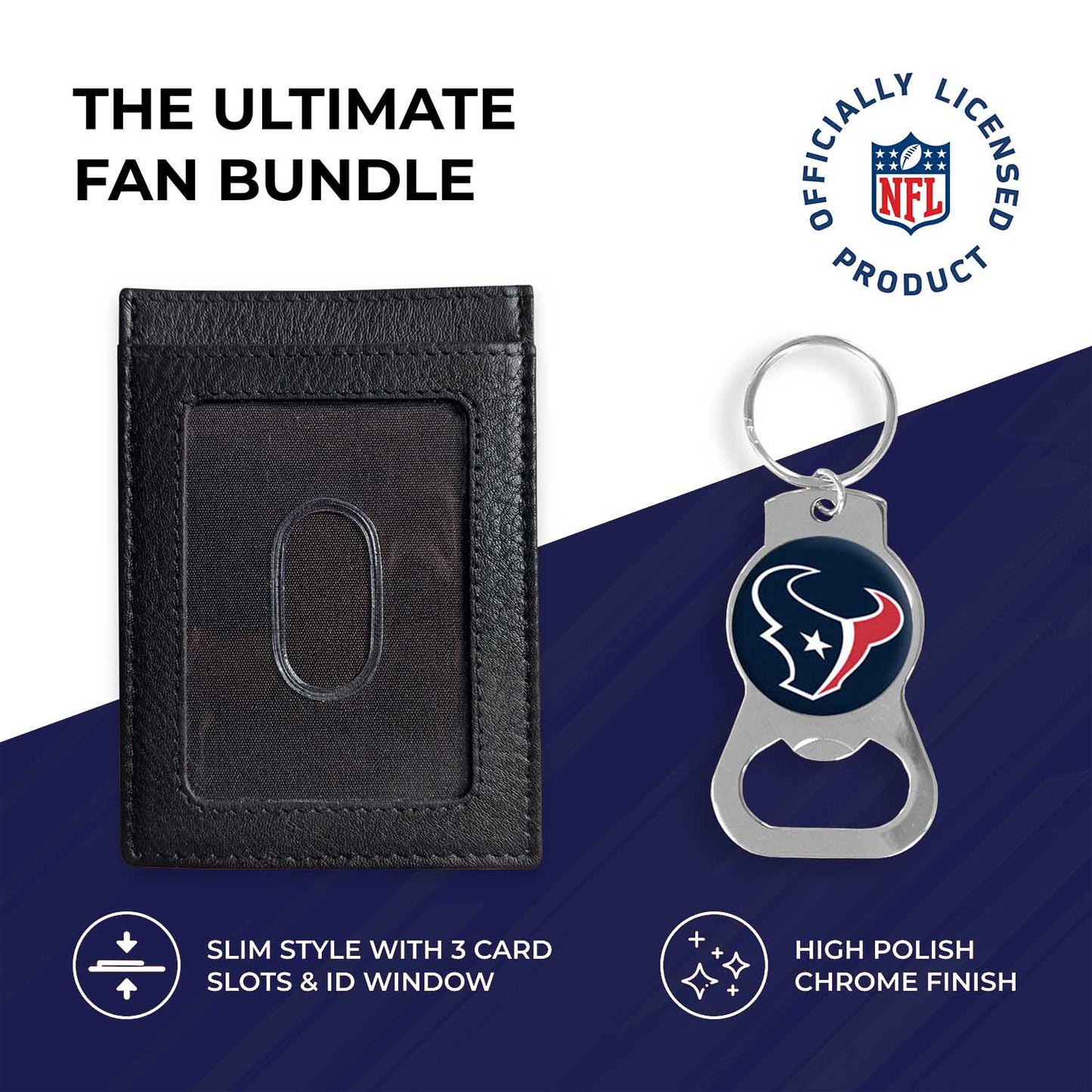 Houston Texans NFL Bottle Opener Keychain Bundle - Black
