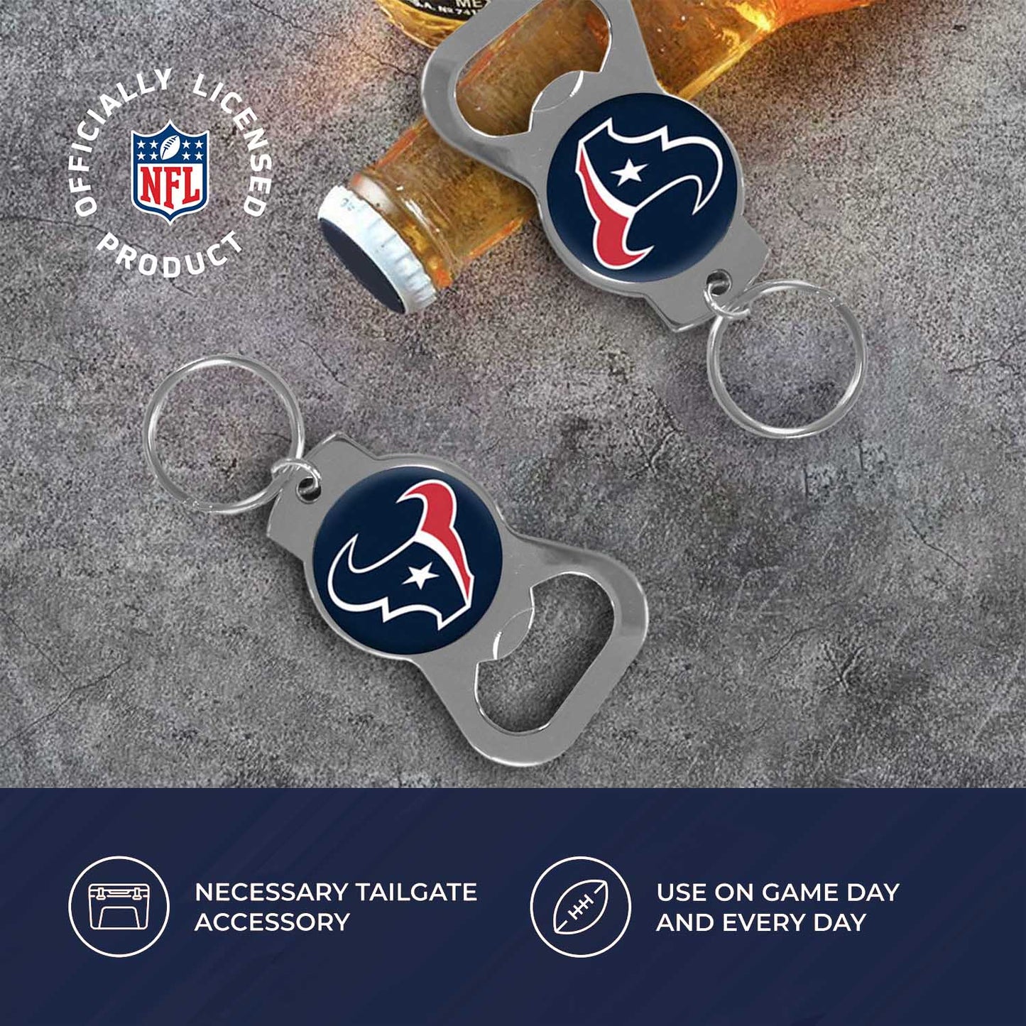 Houston Texans NFL Bottle Opener Keychain Bundle - Black