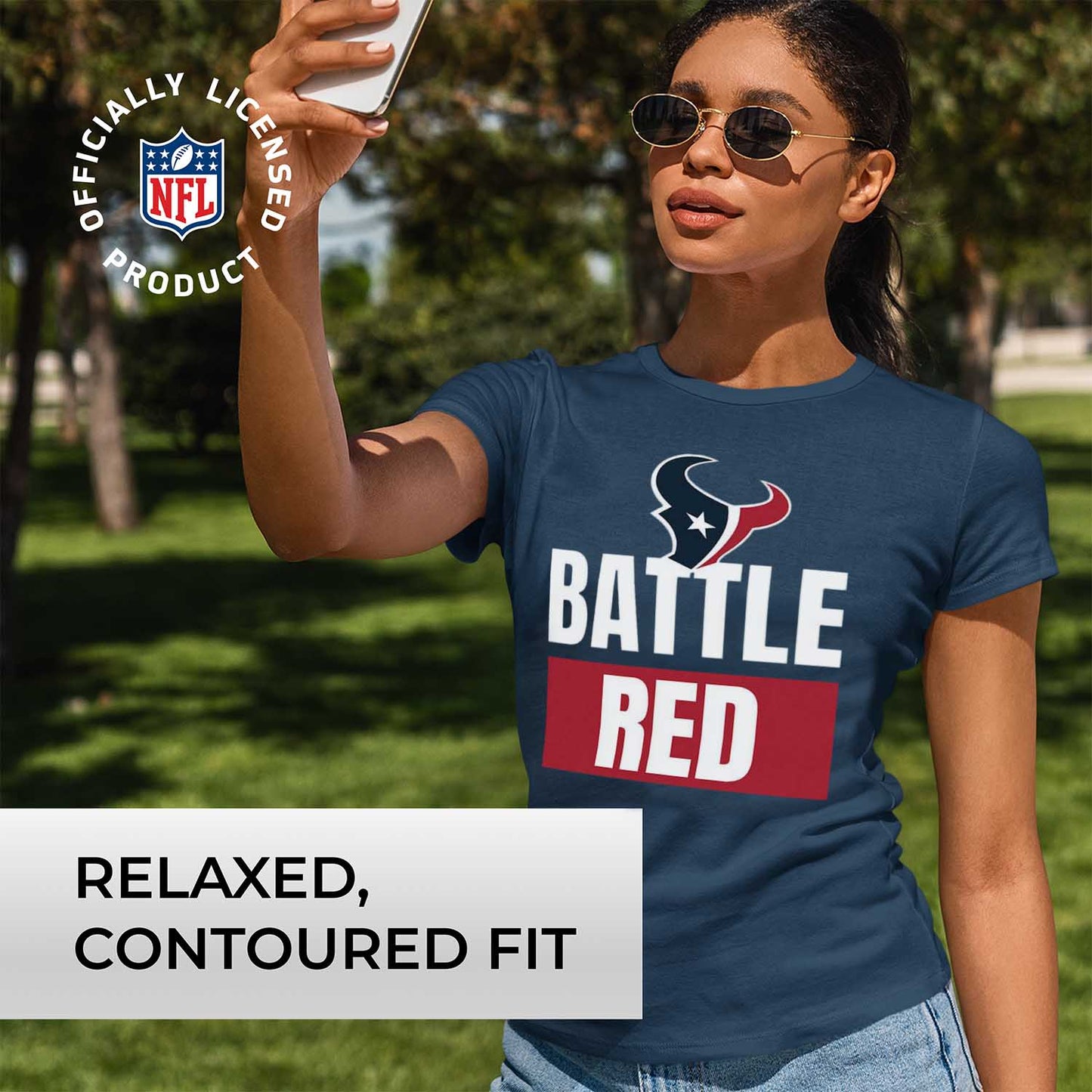 Houston Texans NFL Womens Plus Size Team Slogan Short Sleeve T-Shirt - Navy