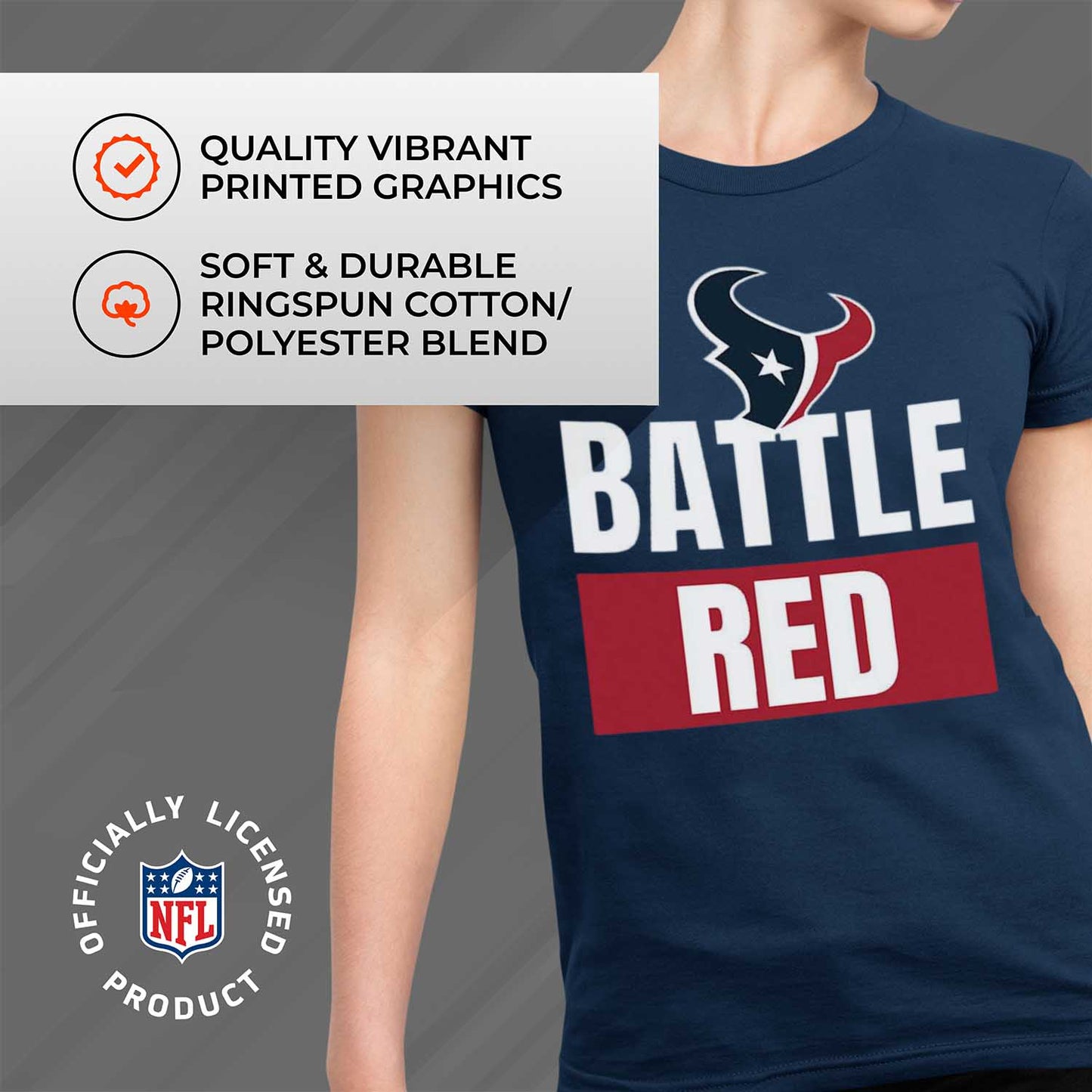 Houston Texans NFL Womens Plus Size Team Slogan Short Sleeve T-Shirt - Navy