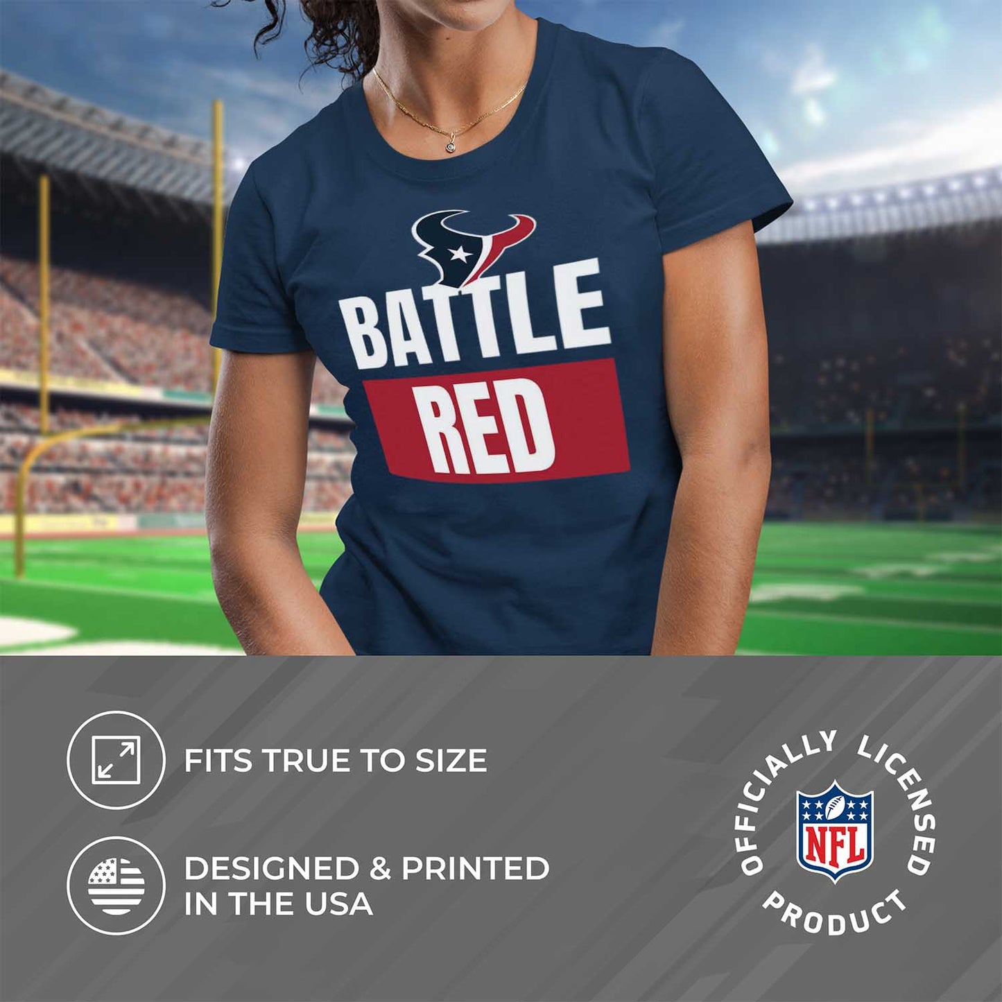 Houston Texans NFL Womens Plus Size Team Slogan Short Sleeve T-Shirt - Navy