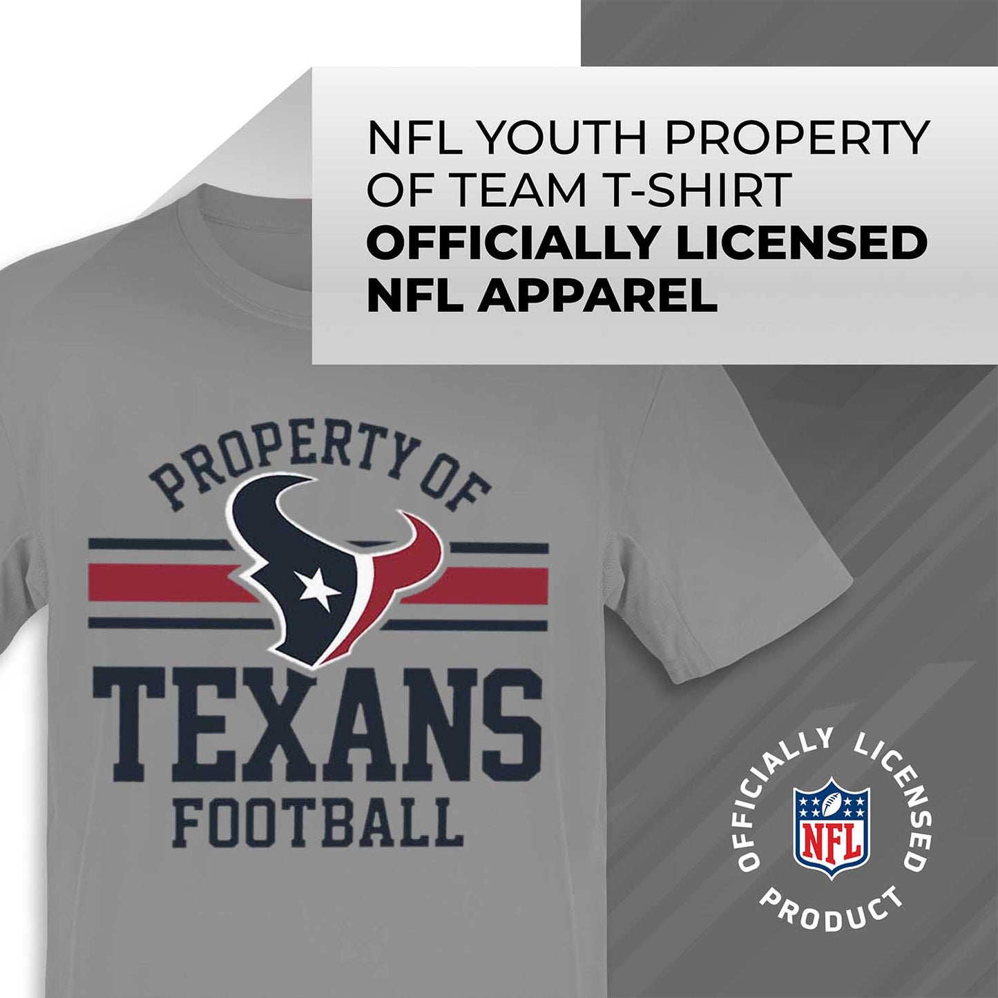 Houston Texans NFL Youth Property Of Short Sleeve Lightweight T Shirt - Sport Gray