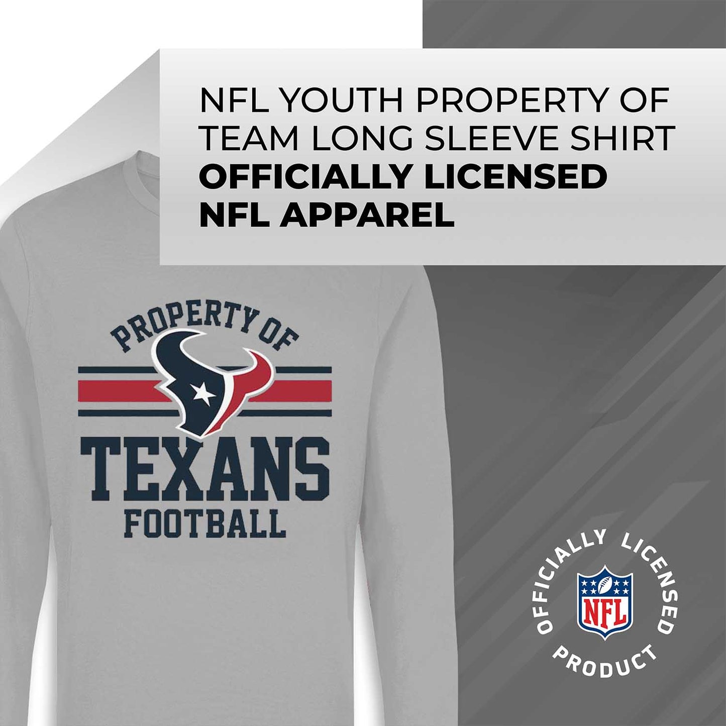 Houston Texans NFL Youth Property Of Crew Sweatshirt - Sport Gray