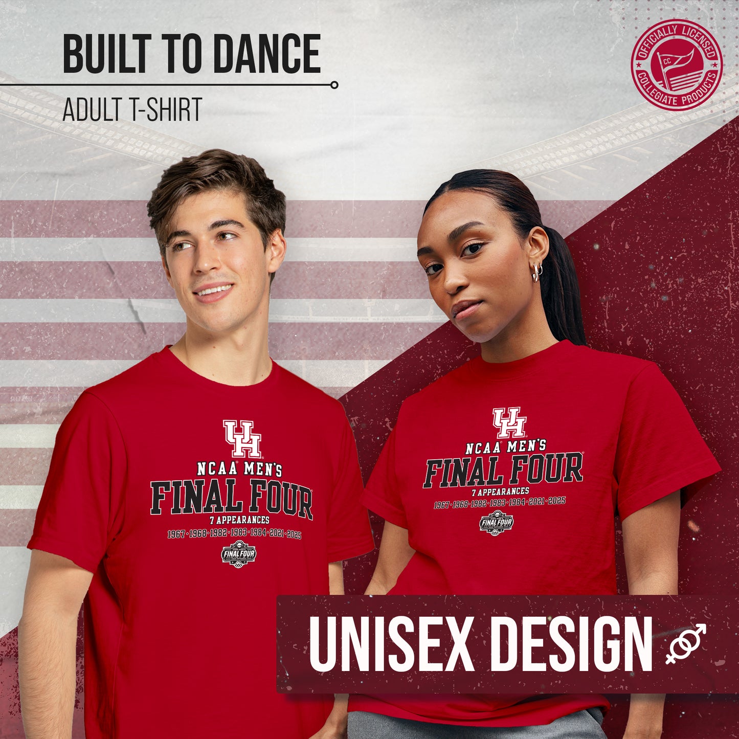 Houston Cougars 2025 NCAA Men's Basketball Tournament Built To Dance T-Shirt - Red