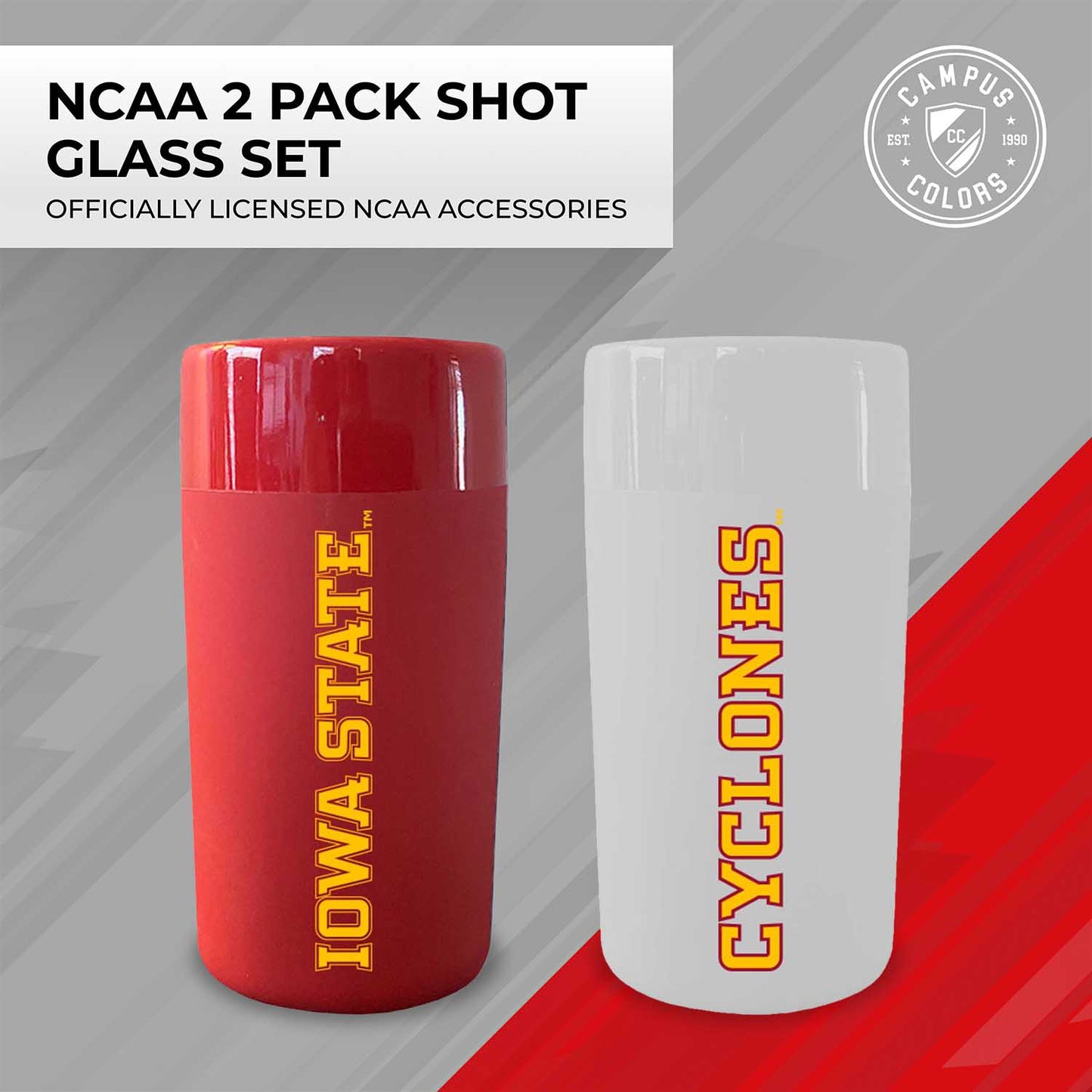 Iowa State Cyclones College and University 2-Pack Shot Glasses - Team Color