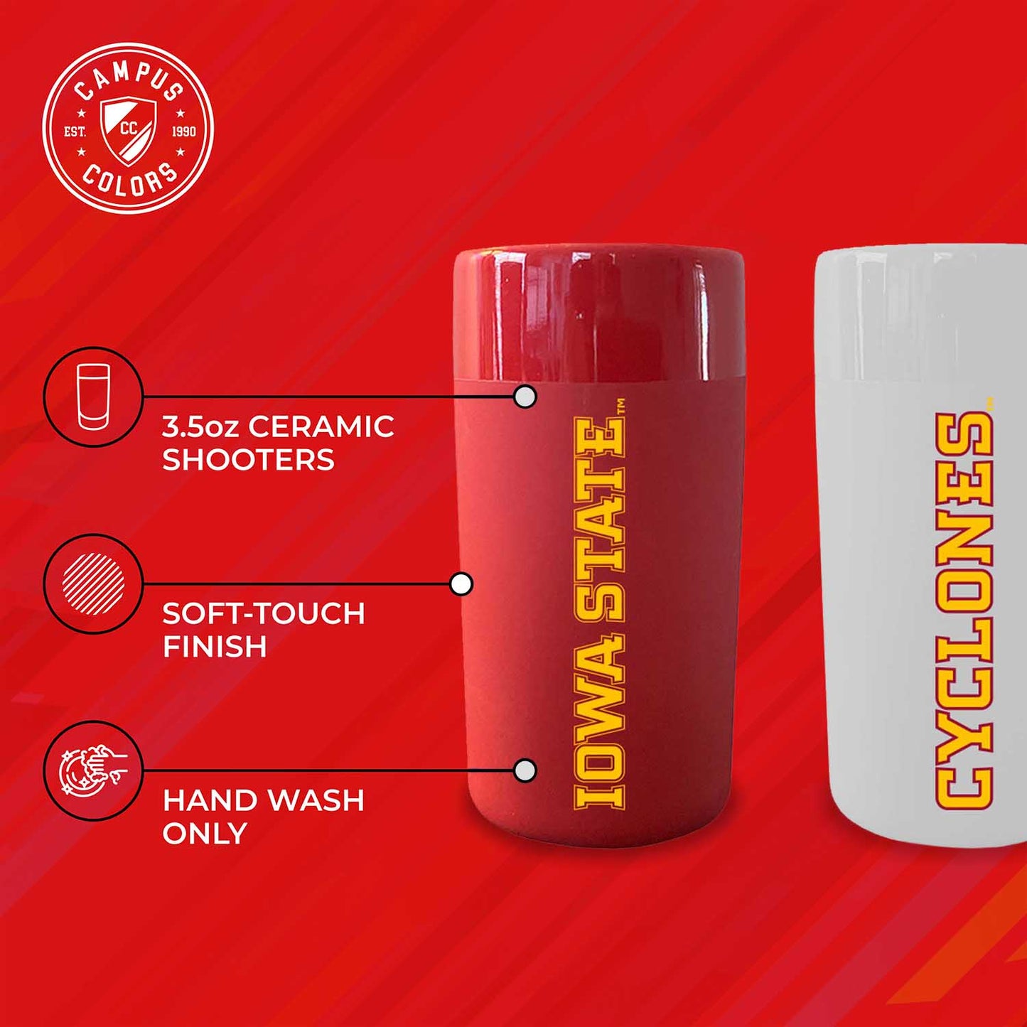 Iowa State Cyclones College and University 2-Pack Shot Glasses - Team Color