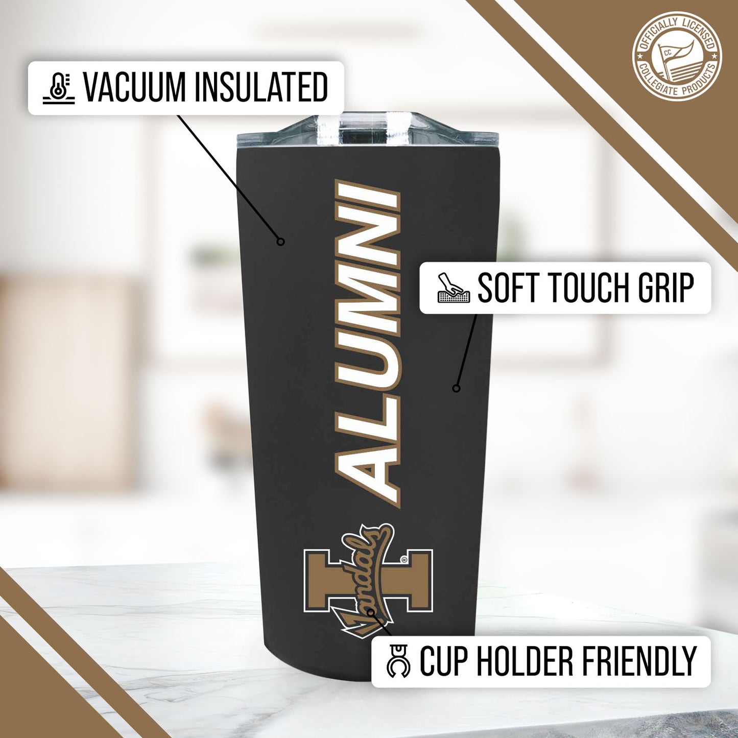 Idaho Vandals Collegiate Stainless Steel Travel Tumbler for Alumni - Black