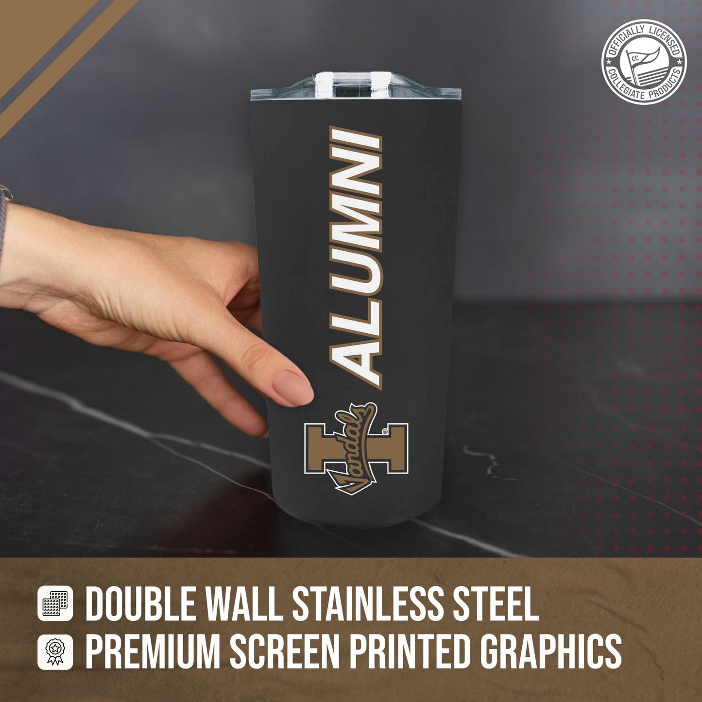 Idaho Vandals Collegiate Stainless Steel Travel Tumbler for Alumni - Black