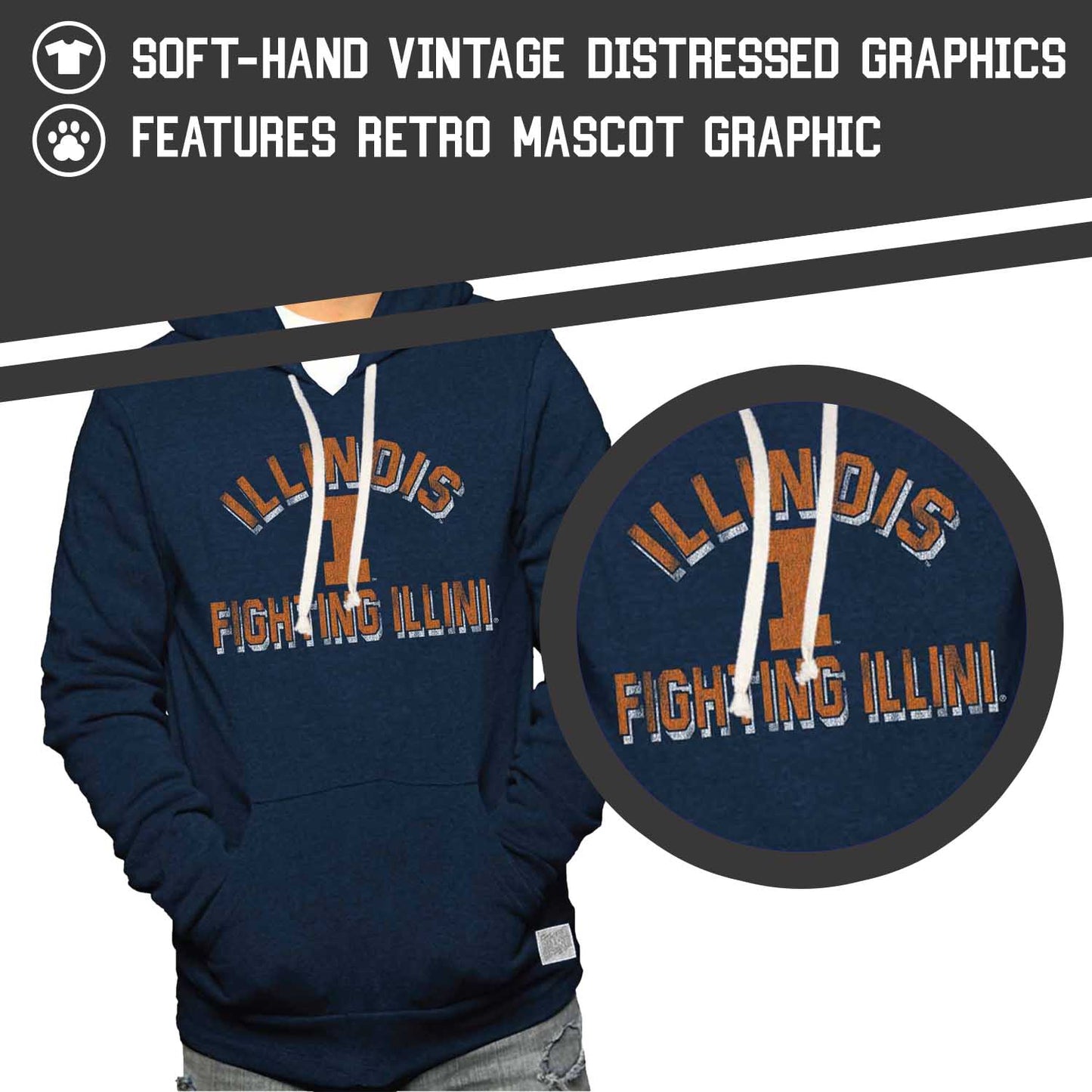 Illinois Fighting Illini Adult University Hoodie - Navy