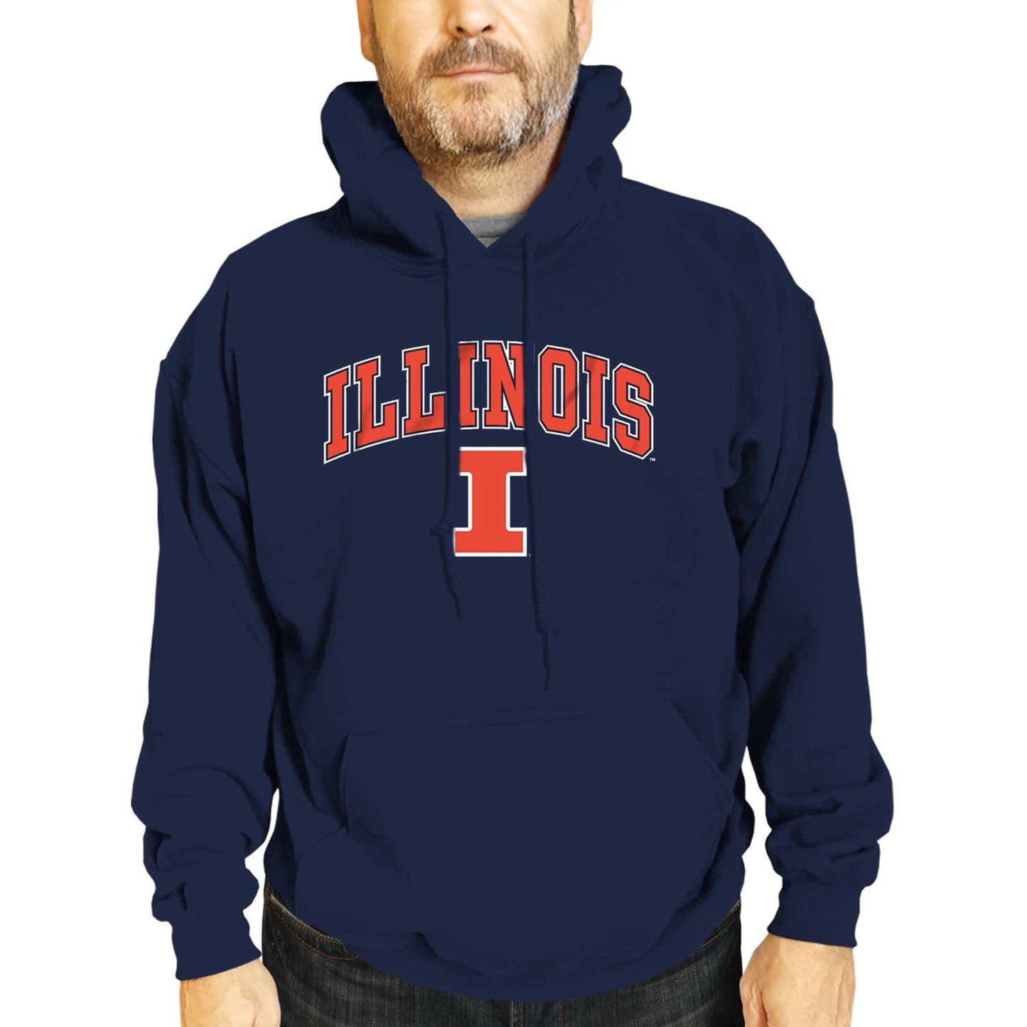 Illinois Fighting Illini Adult Arch & Logo Soft Style Gameday Hooded Sweatshirt - Navy