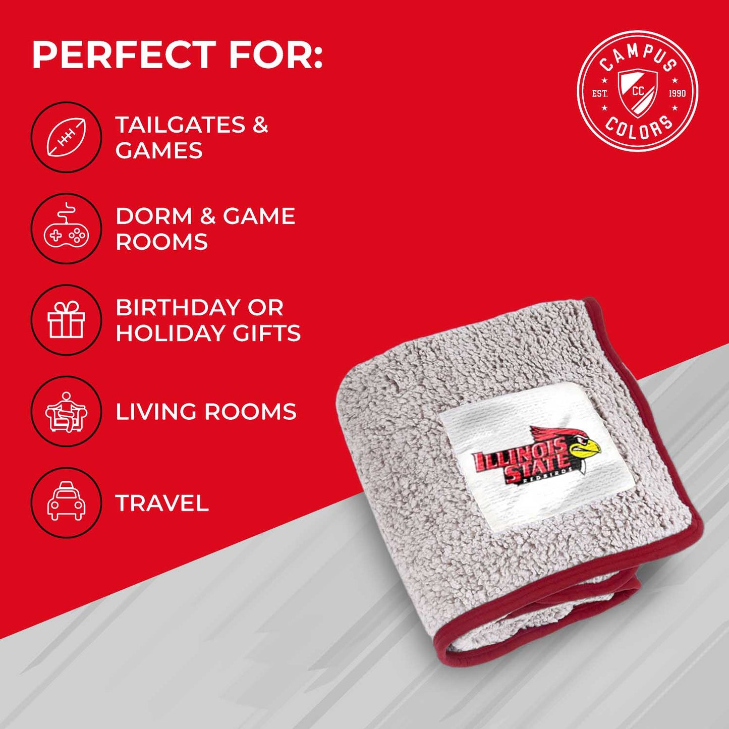 Illinois State Redbirds NCAA Silk Sherpa College Throw Blanket - Red
