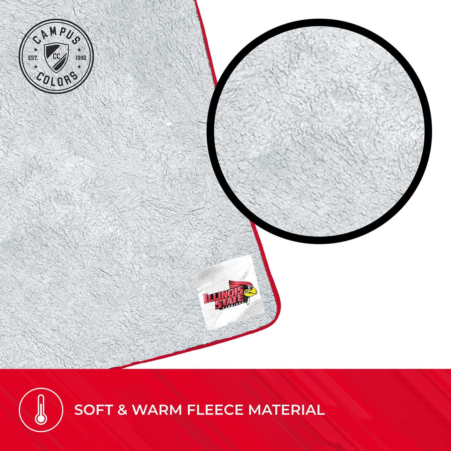 Illinois State Redbirds NCAA Silk Sherpa College Throw Blanket - Red