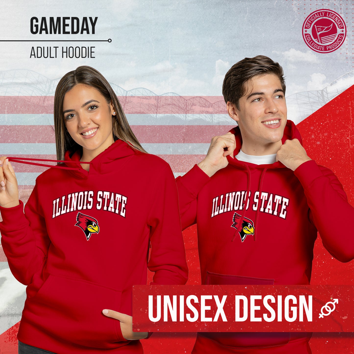 Illinois State Redbirds Adult Arch & Logo Soft Style Gameday Hooded Sweatshirt - Red