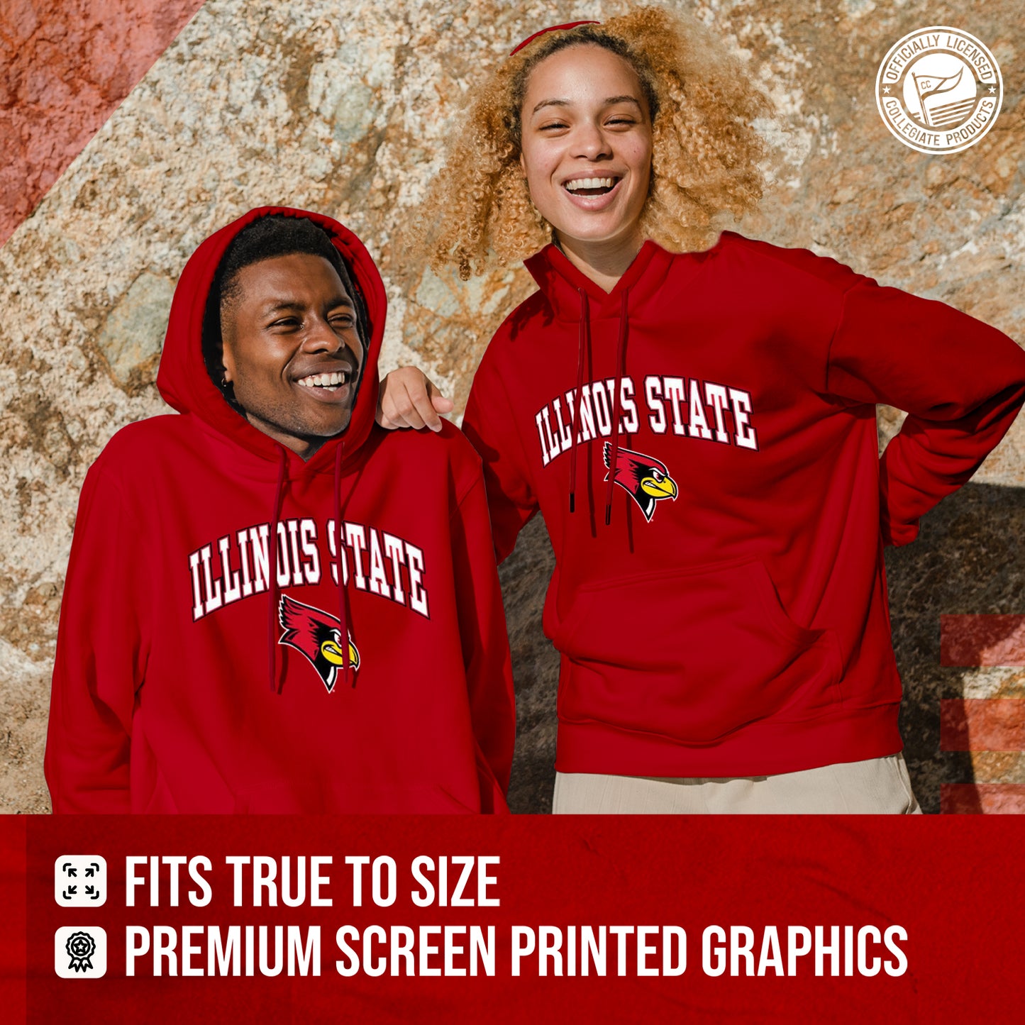 Illinois State Redbirds Adult Arch & Logo Soft Style Gameday Hooded Sweatshirt - Red