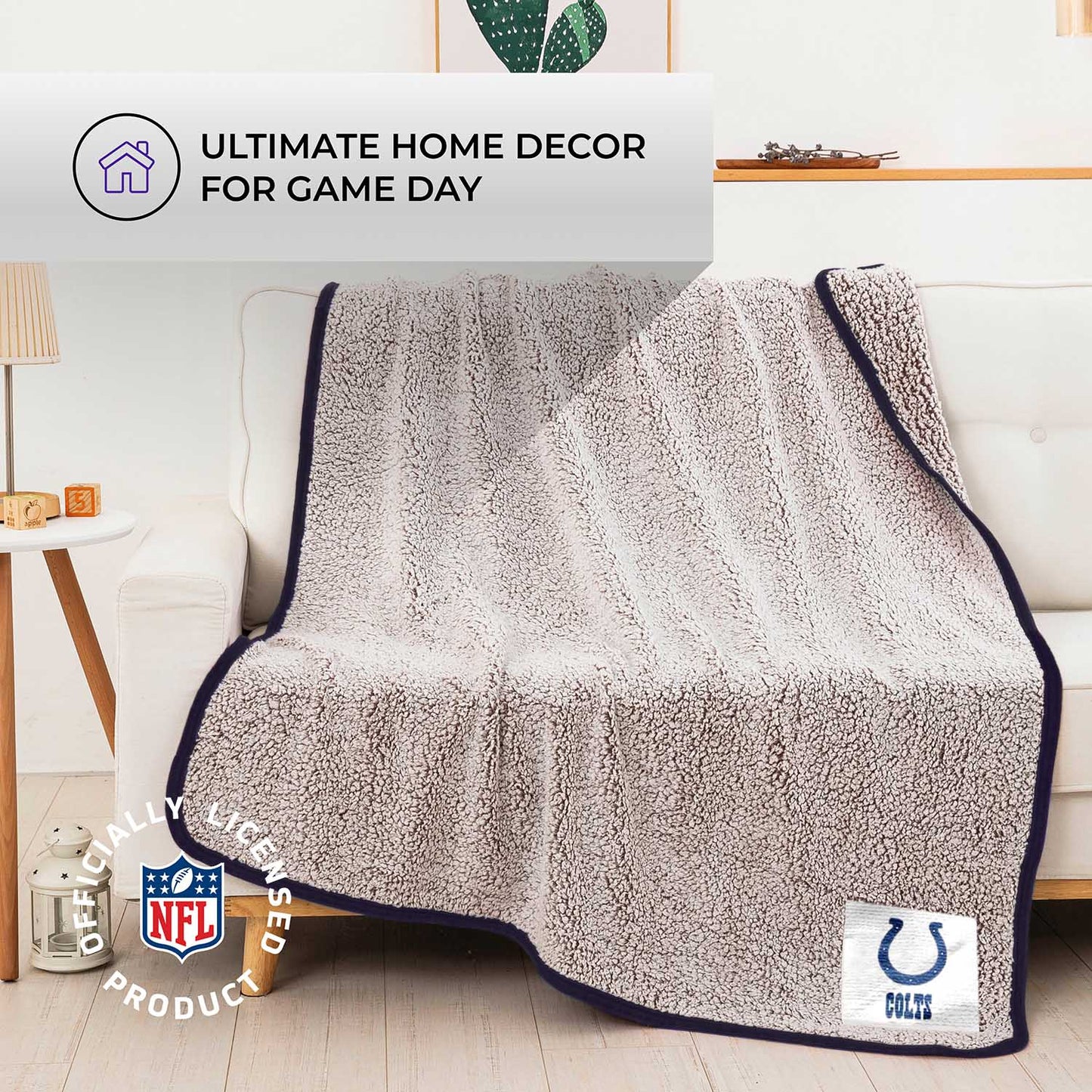Indianapolis Colts NFL Silk Touch Sherpa Throw Blanket - Blue