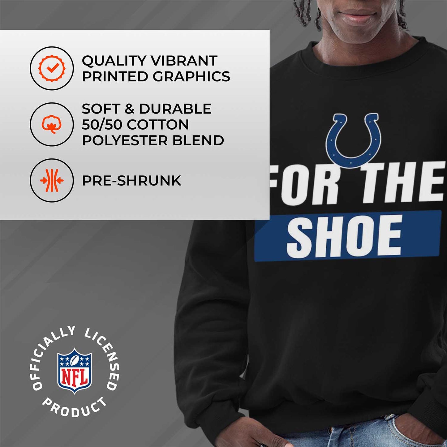 Indianapolis Colts NFL Adult Slogan Crewneck Sweatshirt - Black