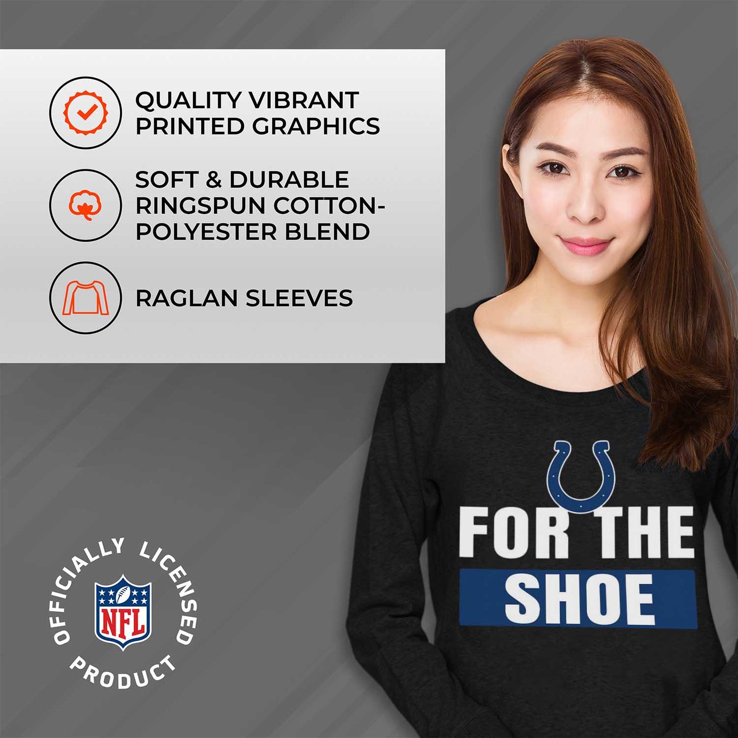 Indianapolis Colts NFL Womens Team Slogan Crew Neck - Black