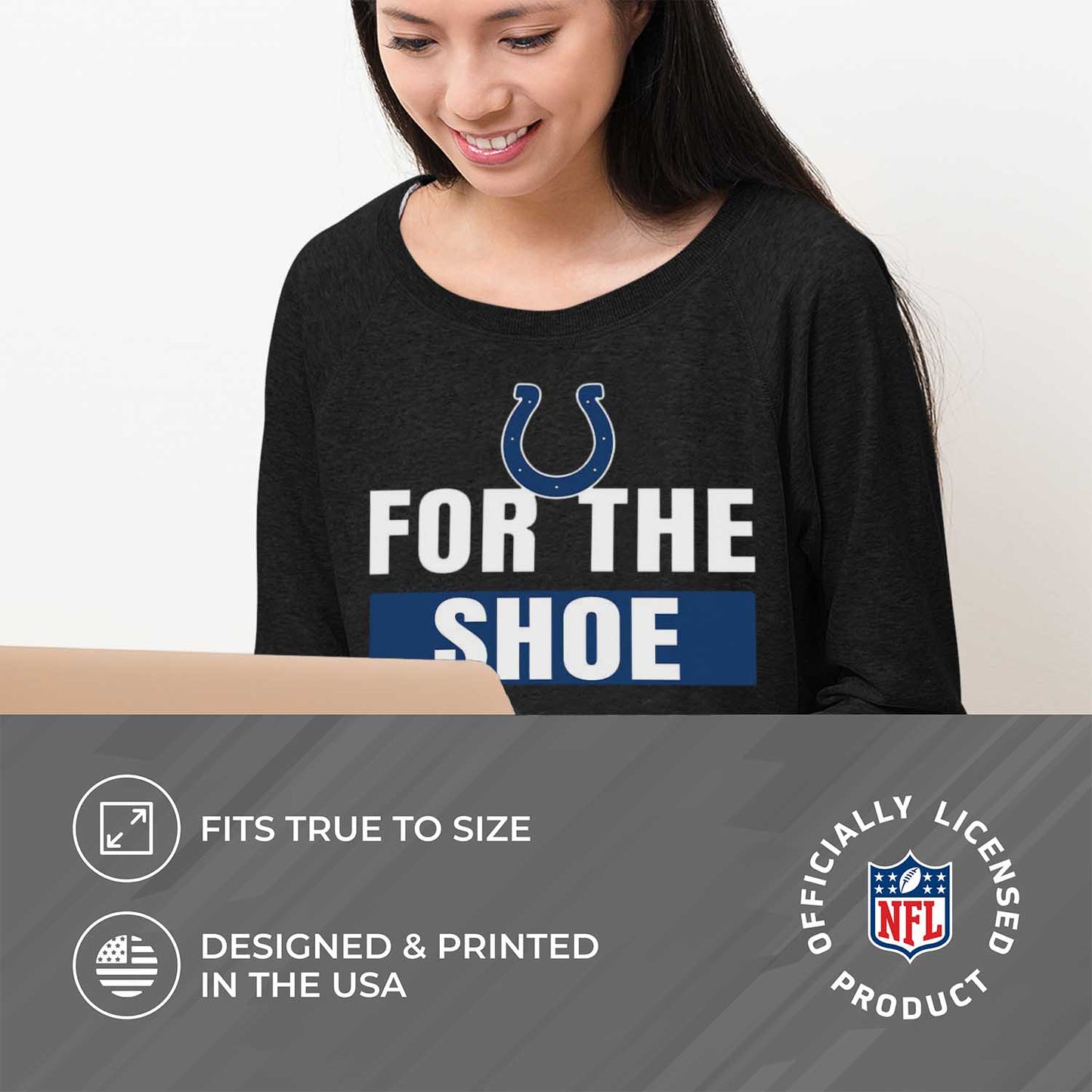 Indianapolis Colts NFL Womens Team Slogan Crew Neck - Black