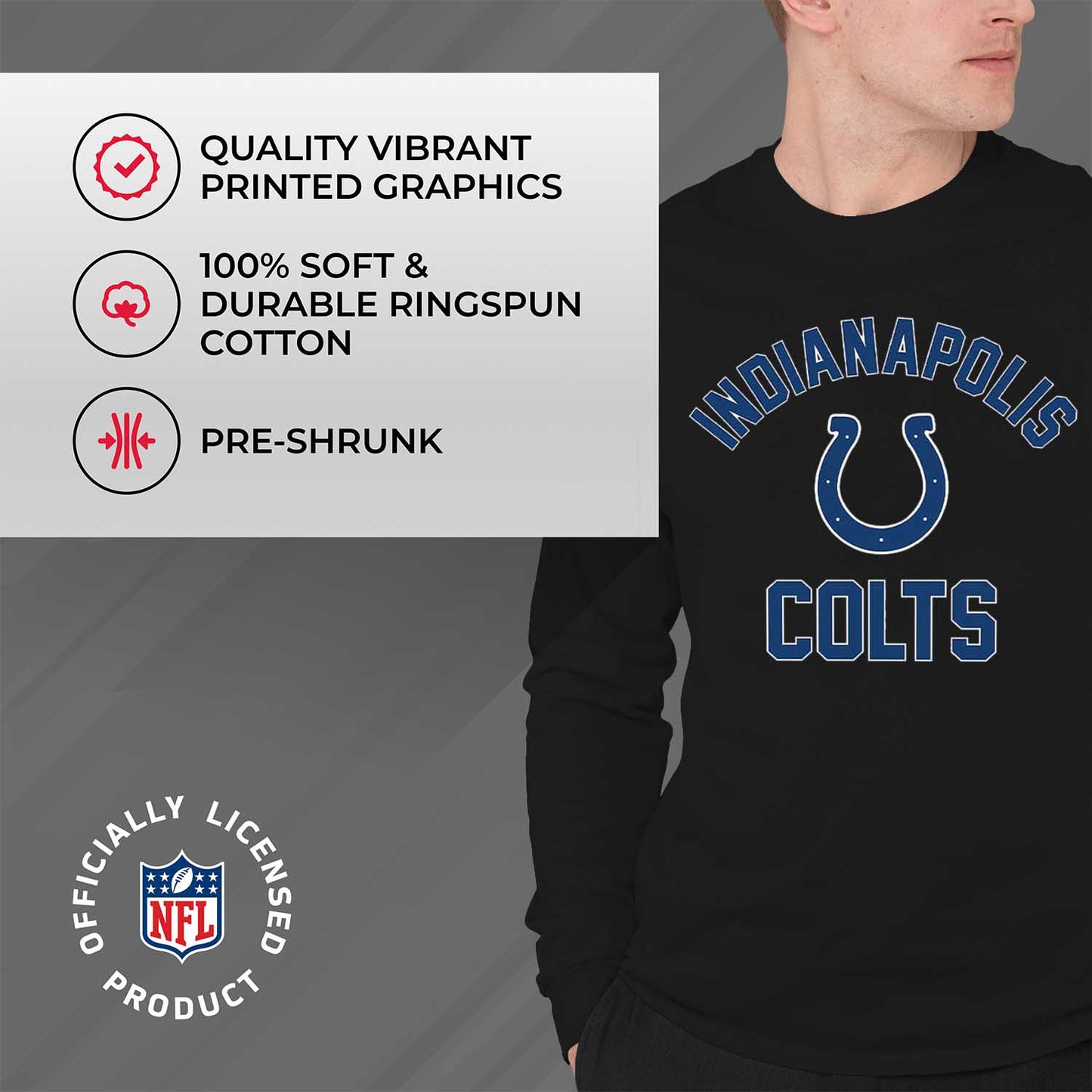 Indianapolis Colts NFL Gameday Adult Long Sleeve Shirt - Black