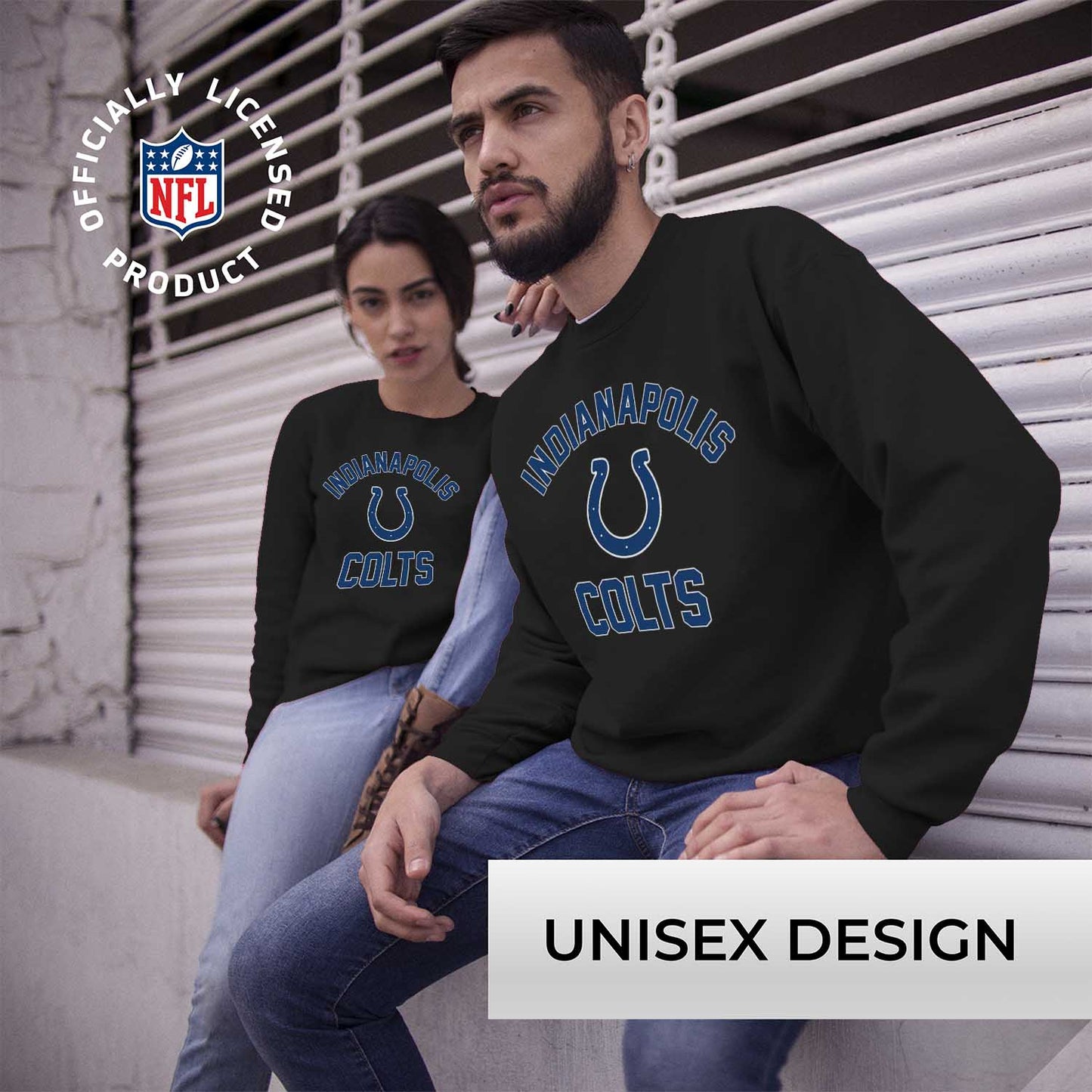 Indianapolis Colts NFL Adult Gameday Football Crewneck Sweatshirt - Black