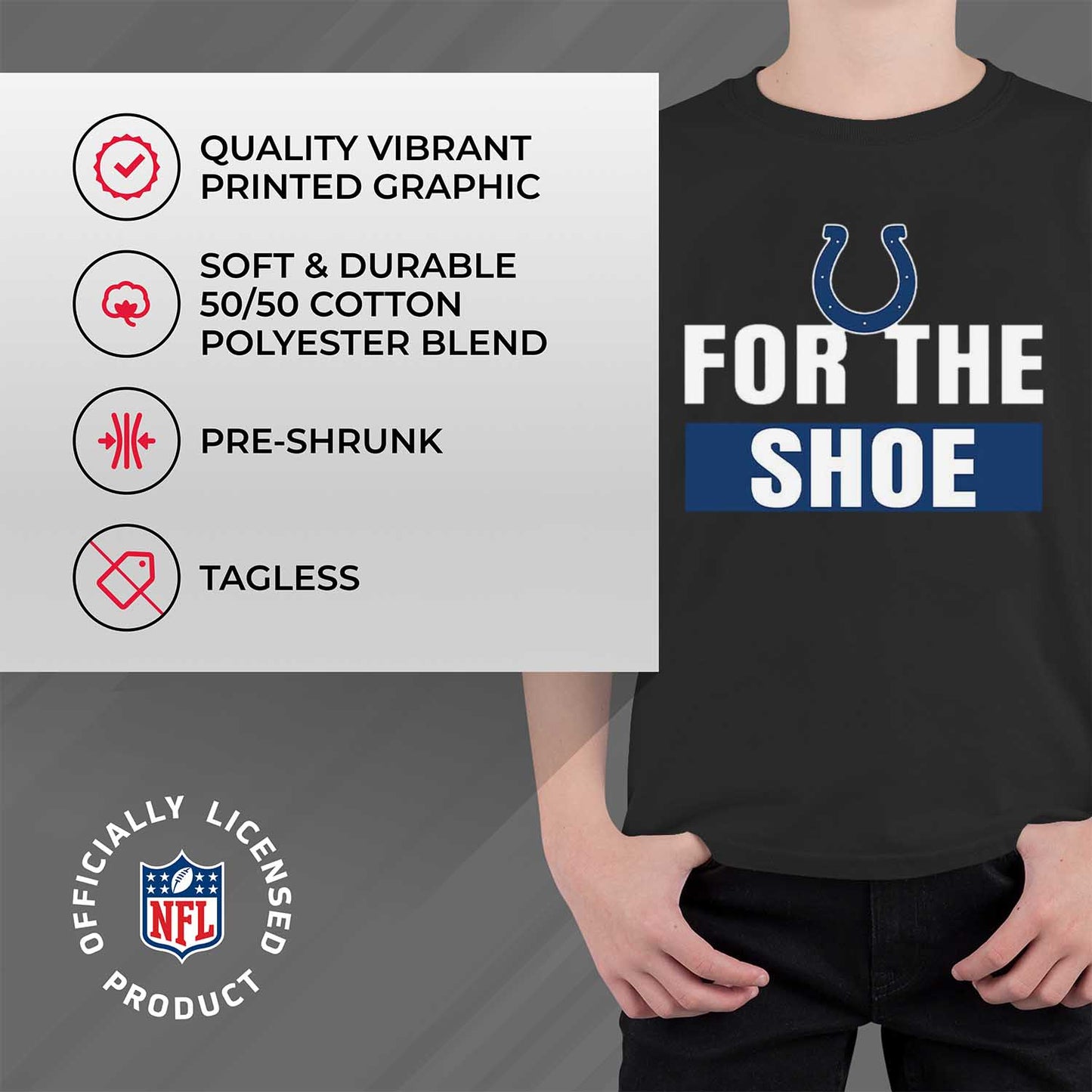 Indianapolis Colts NFL Youth Team Slogan Short Sleeve Lightweight T Shirt - Black