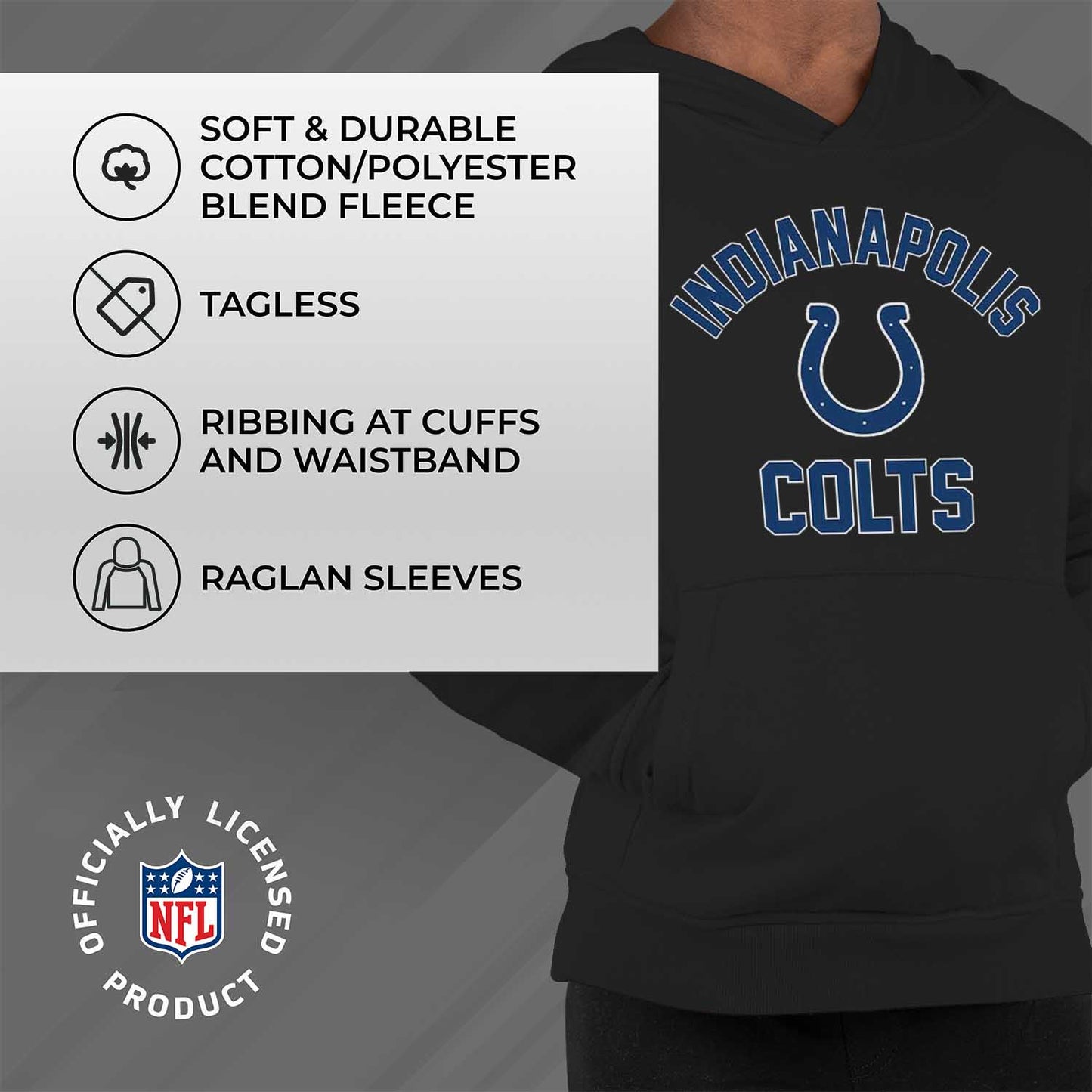 Indianapolis Colts NFL Youth Gameday Hooded Sweatshirt - Black