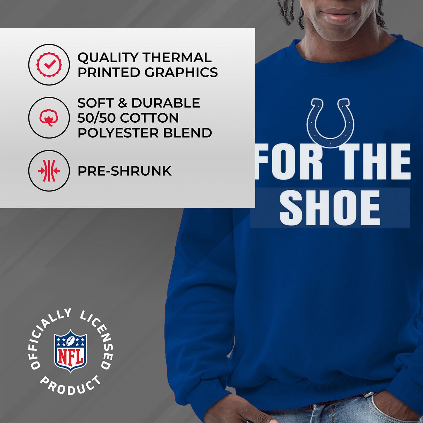 Indianapolis Colts NFL Adult Slogan Crewneck Sweatshirt - Royal