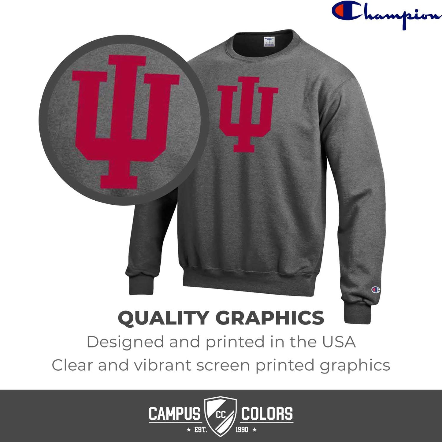 Indiana Hoosiers Adult Mascot Fleece Crewneck - Charcoal