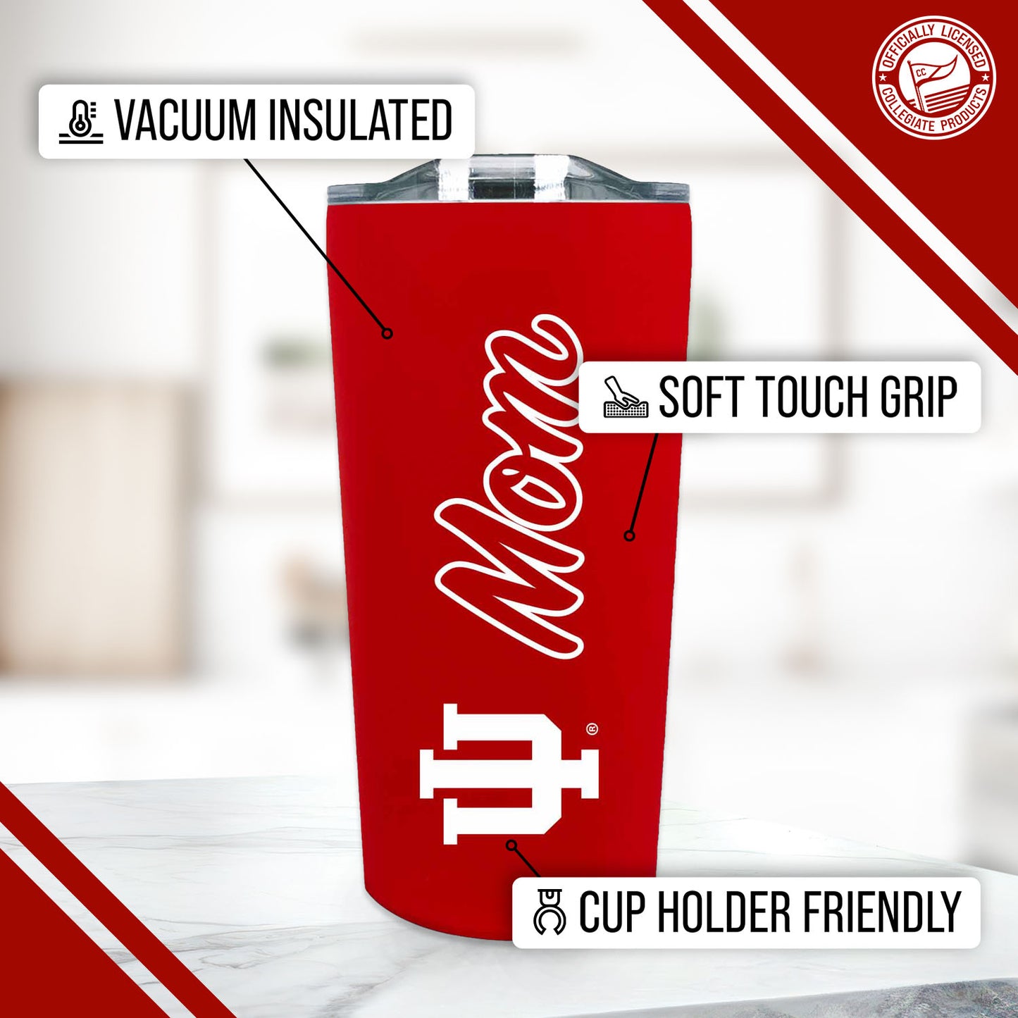 Indiana Hoosiers NCAA Stainless Steel Travel Tumbler for Mom - Crimson