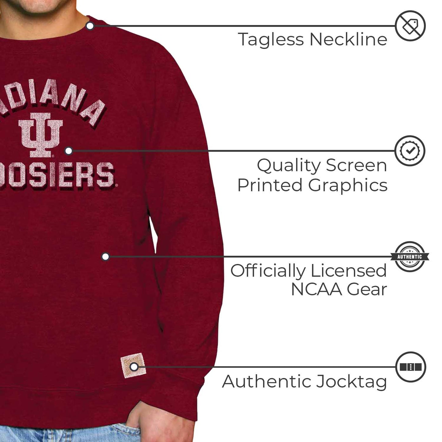 Indiana Hoosiers Adult University Crewneck - Crimson