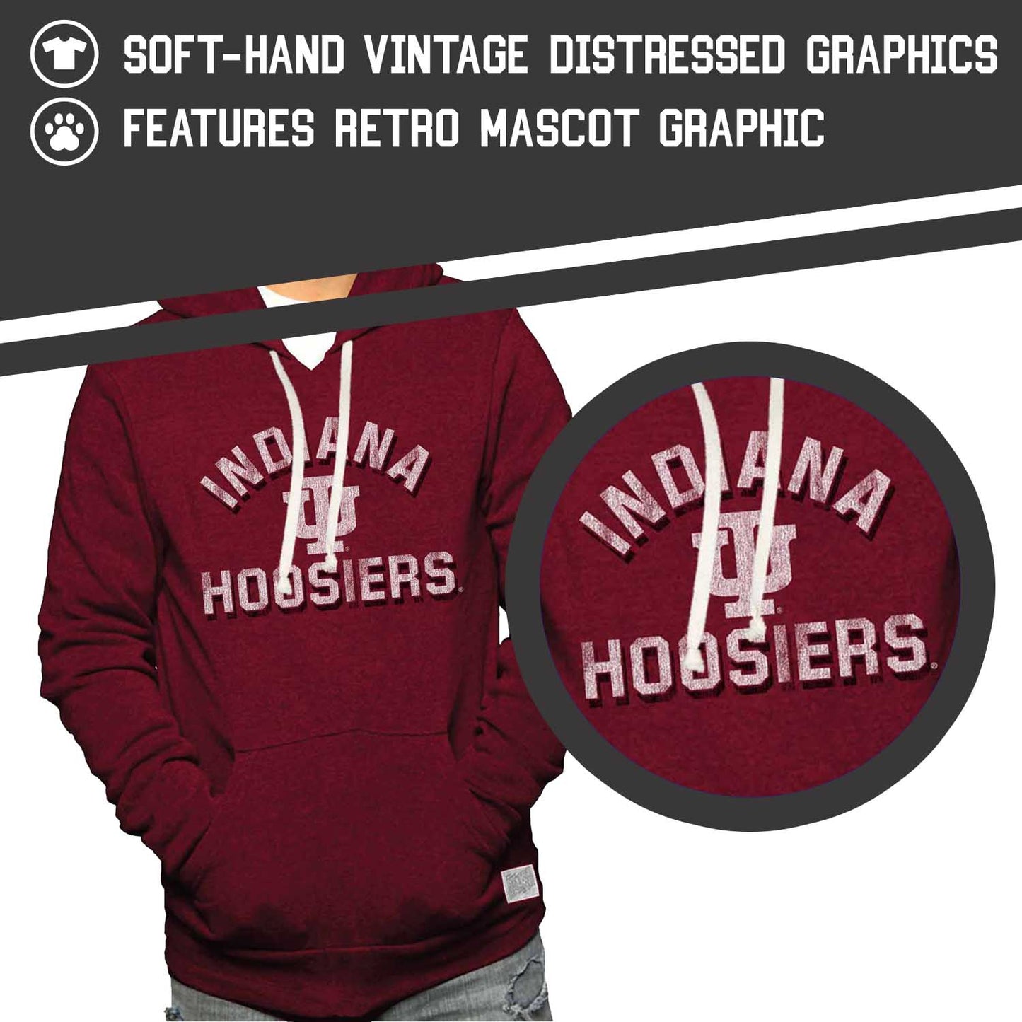 Indiana Hoosiers Adult University Hoodie - Crimson