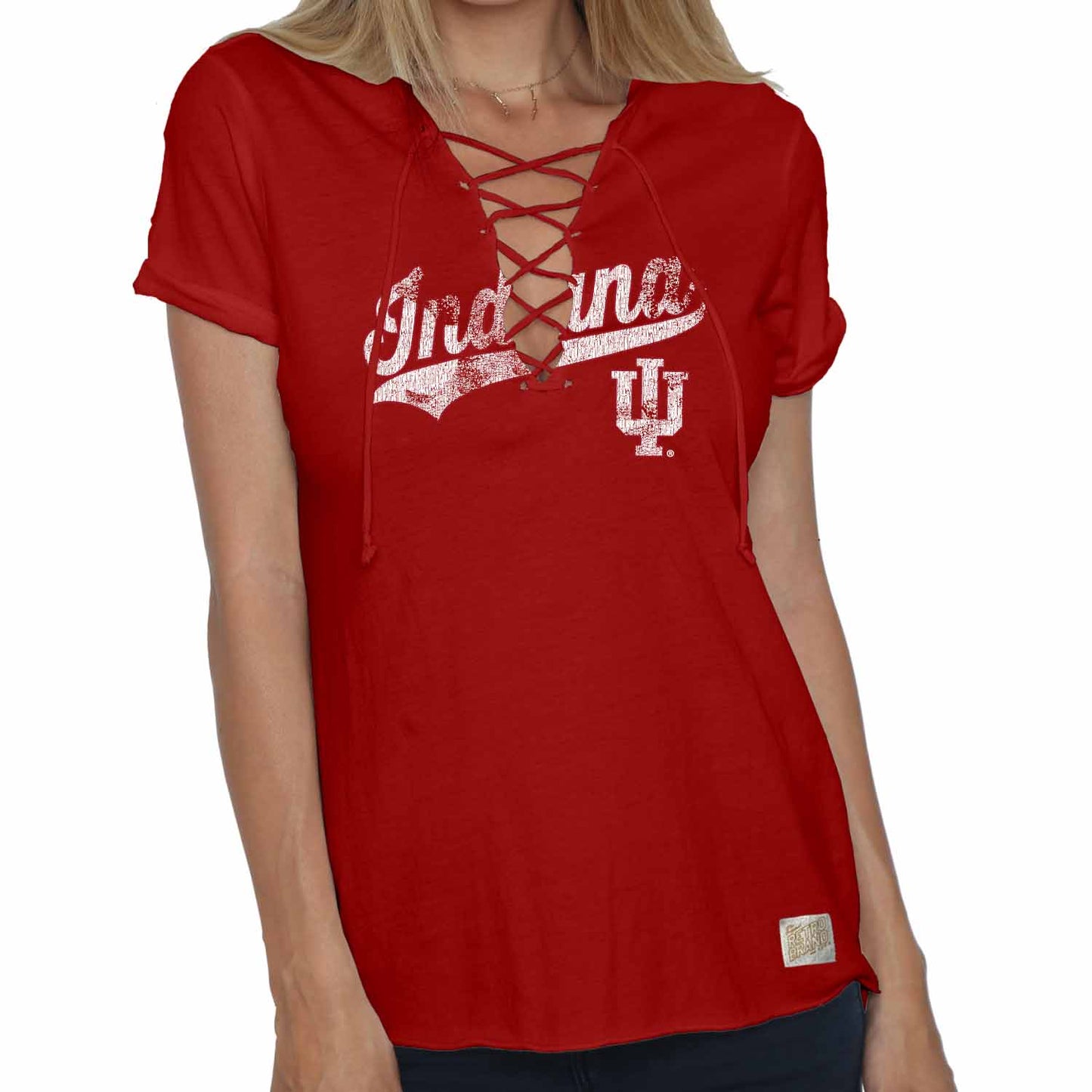 Indiana Hoosiers Womens Vintage Lace Up Shirt - Cardinal