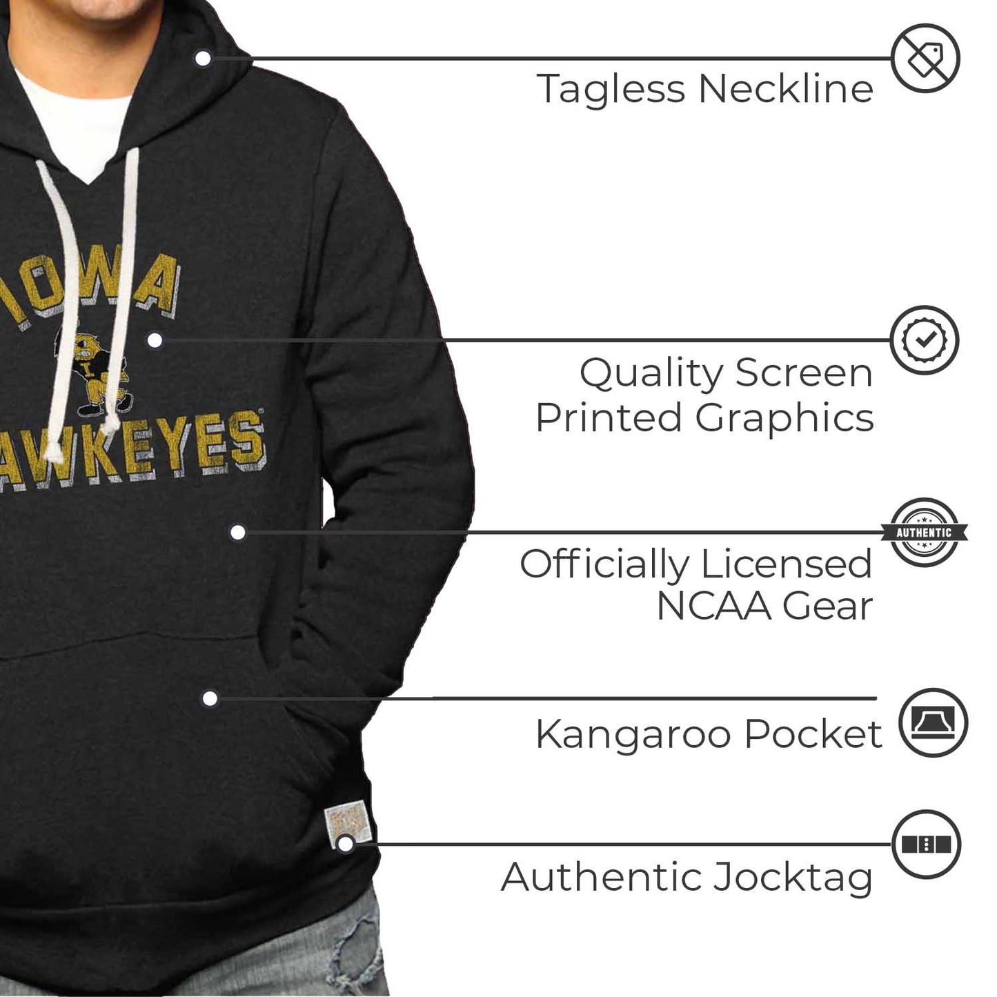 Iowa Hawkeyes Adult University Hoodie - Black