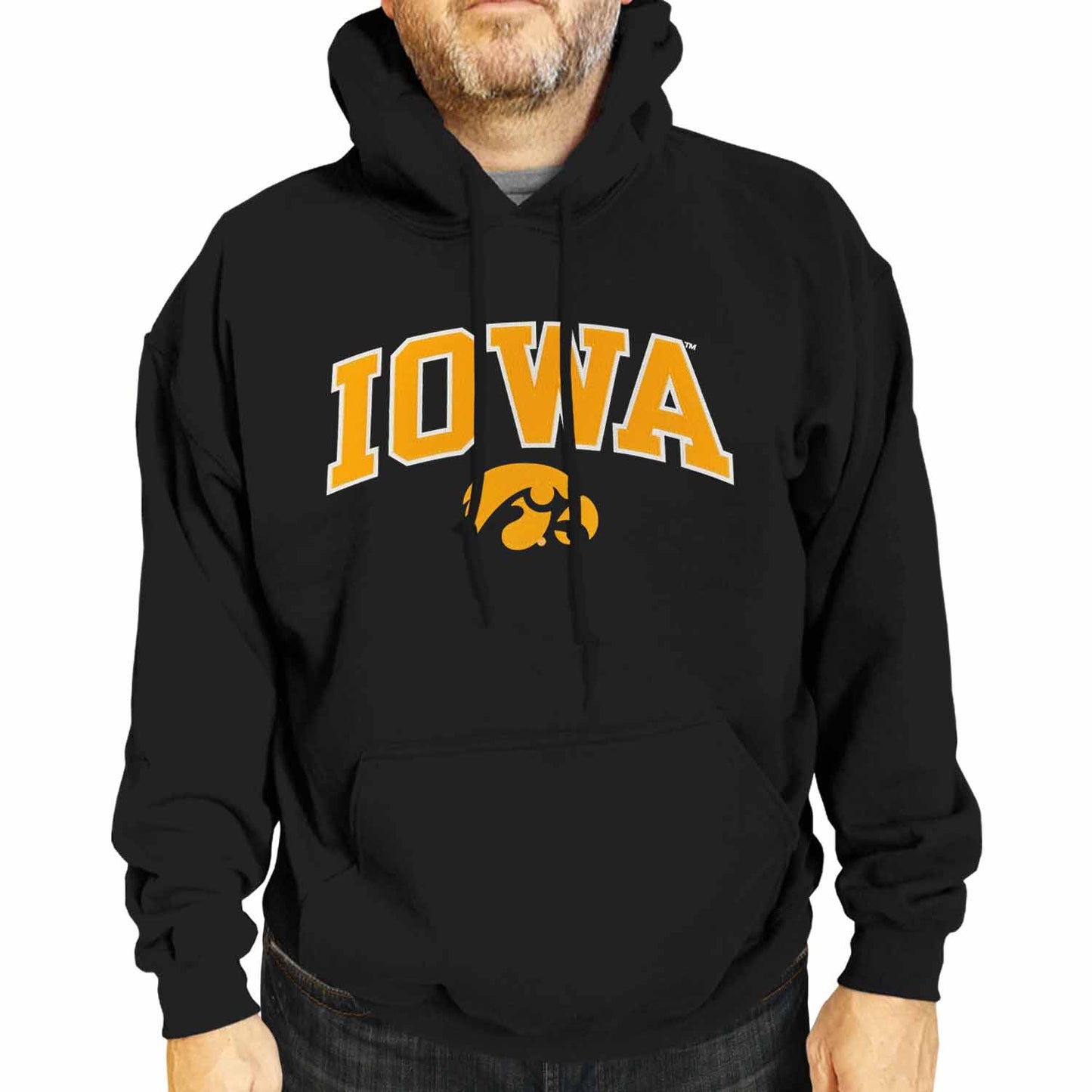Iowa Hawkeyes NCAA Adult Tackle Twill Hooded Sweatshirt - Black